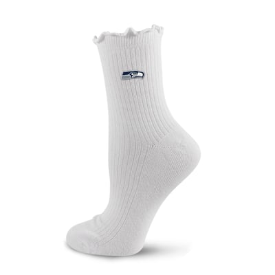  Seattle Seahawks PRO Compression Logo Lettuce Hem Quarter Socks - White