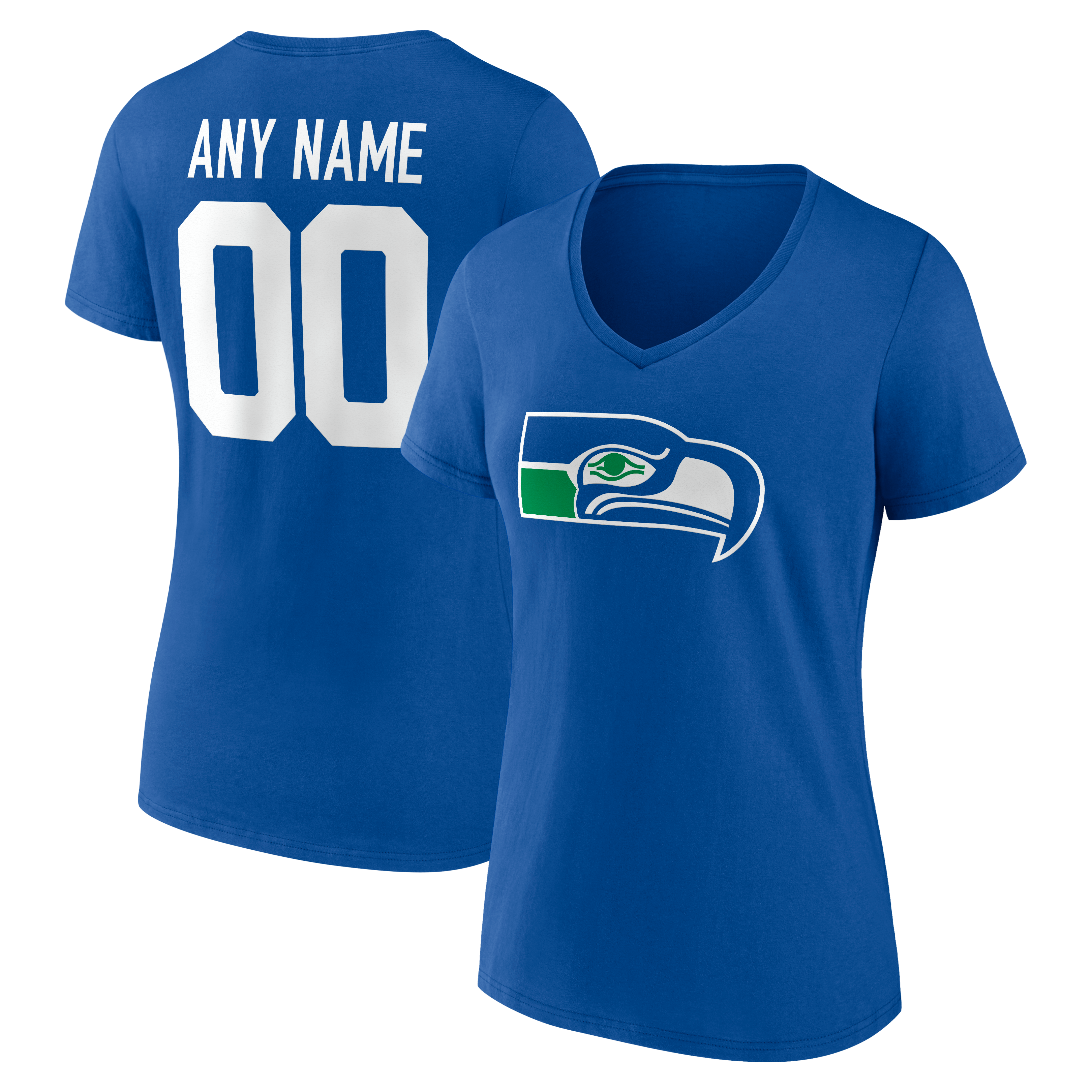 Women's Gray Seattle Seahawks Team Authentic Classic Personalized Name & Number V-Neck T-Shirt