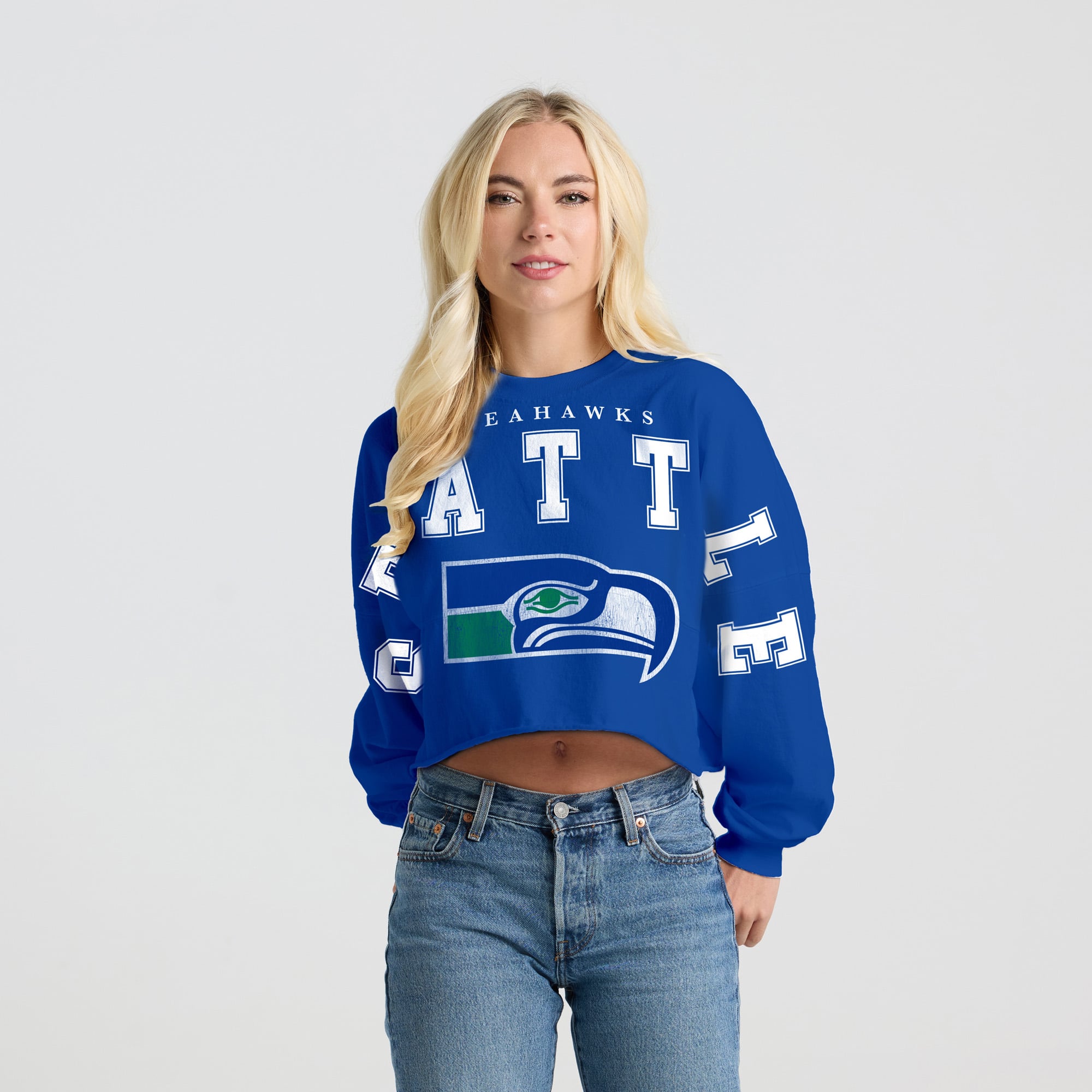 T-shirt court à manches longues Spirit Jersey Royal Seattle Seahawks pour femmes
