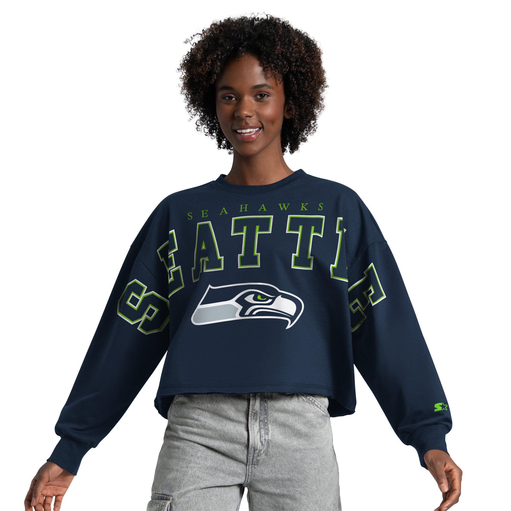 Sweat-shirt court Starter College Navy Seattle Seahawks Bleachers pour femmes