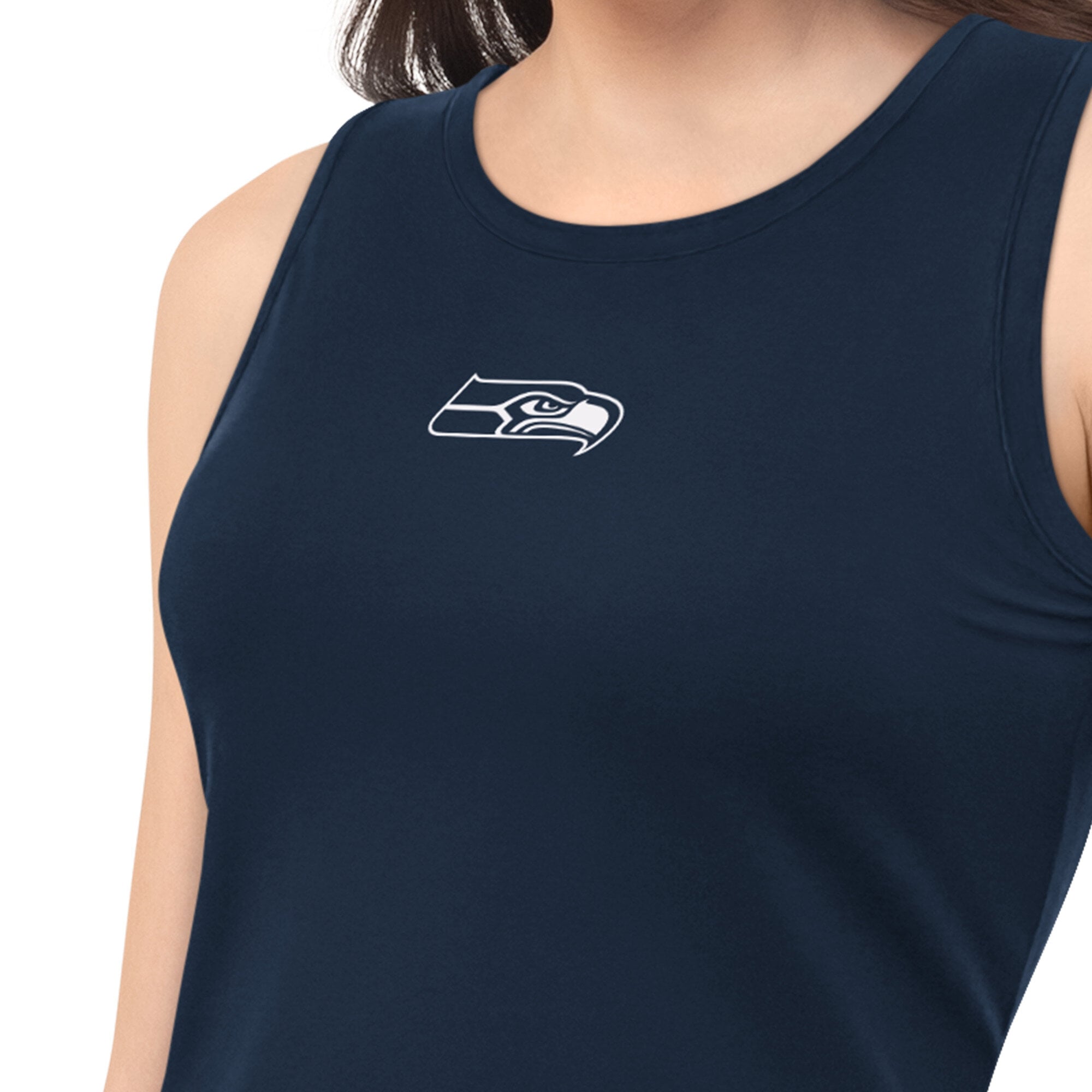 Women's  Starter Navy Seattle Seahawks Athleisure Cropped Tank Top