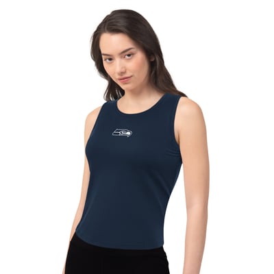  Seattle Seahawks Starter Women's  Athleisure Cropped Tank Top - Navy