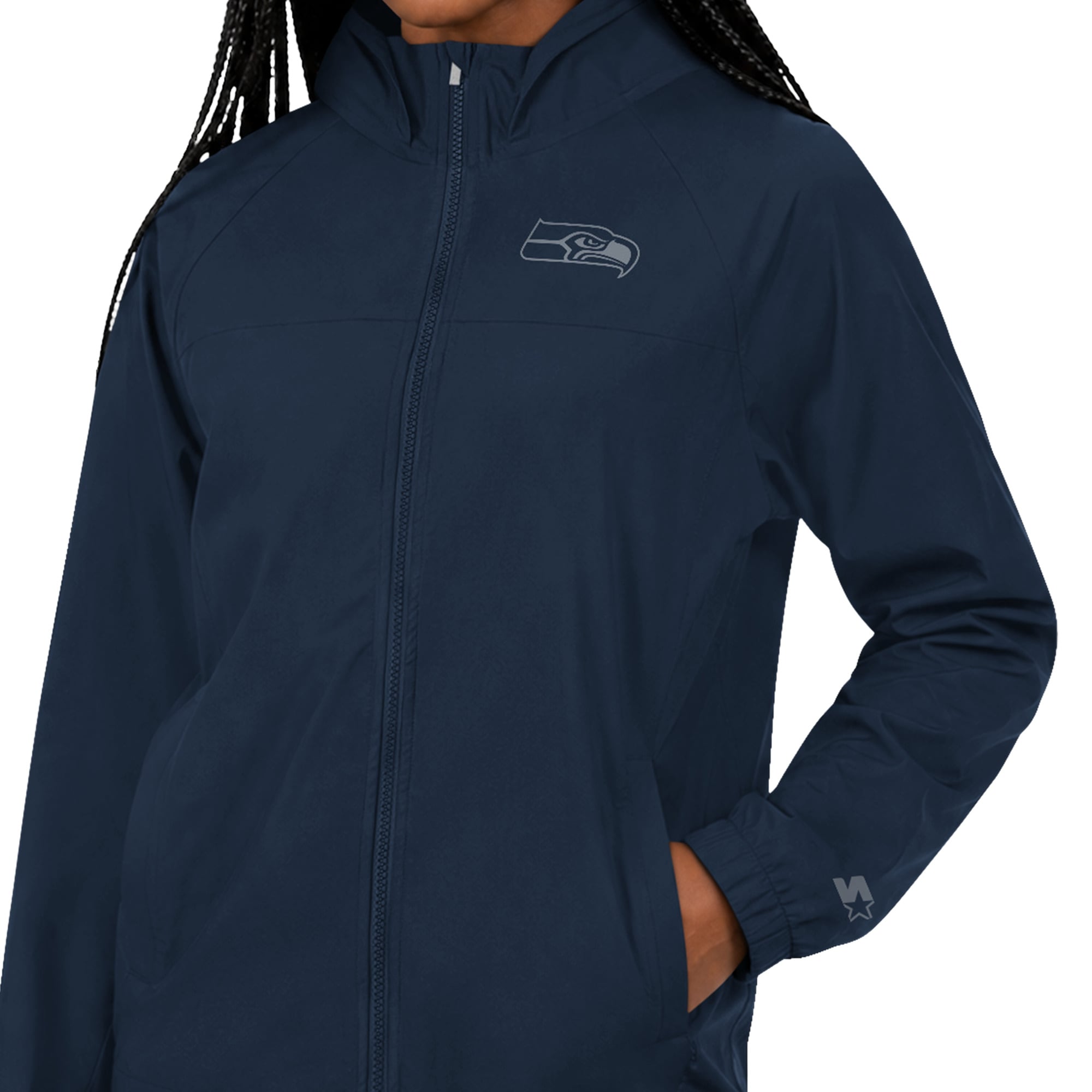Veste raglan légère à fermeture éclair intégrale Starter Navy Seattle Seahawks pour femme