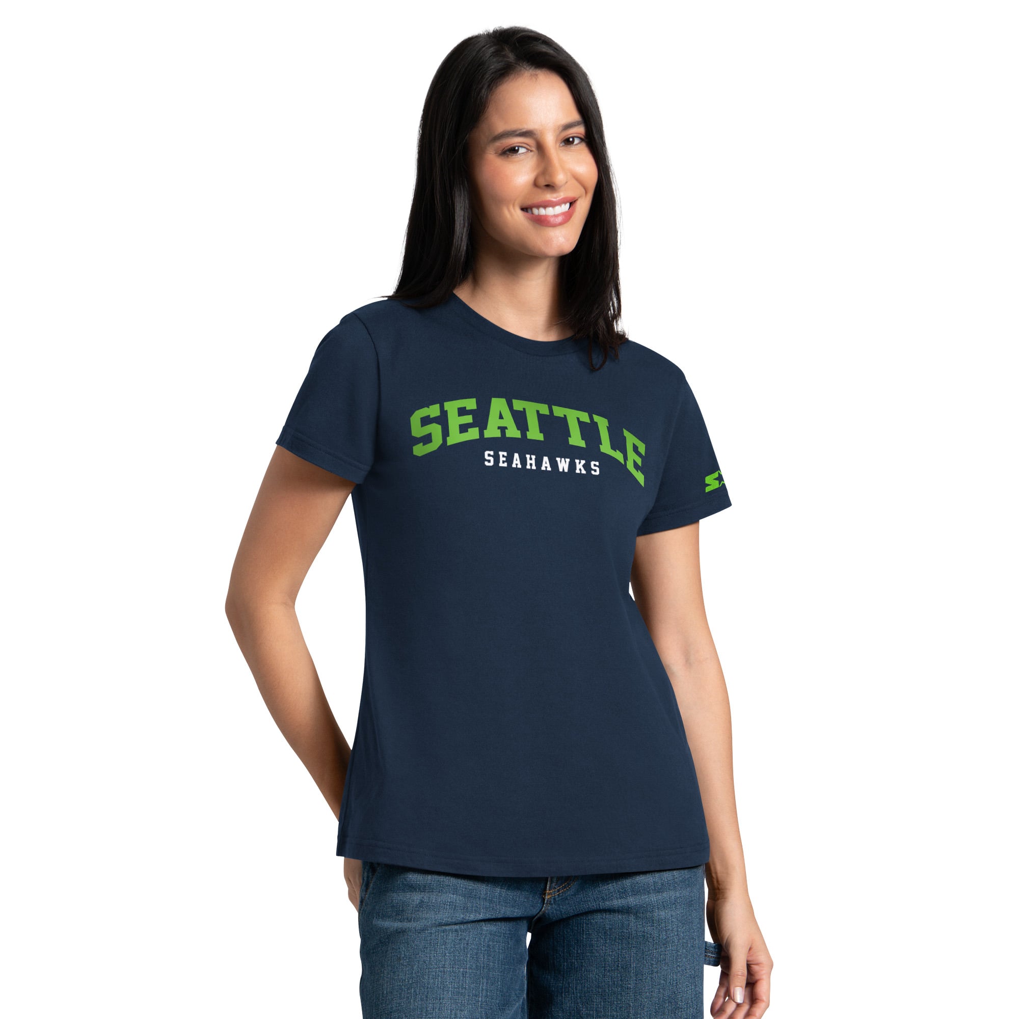 Pack de t-shirts Starter pour femmes, bleu marine/vert fluo, Seattle Seahawks