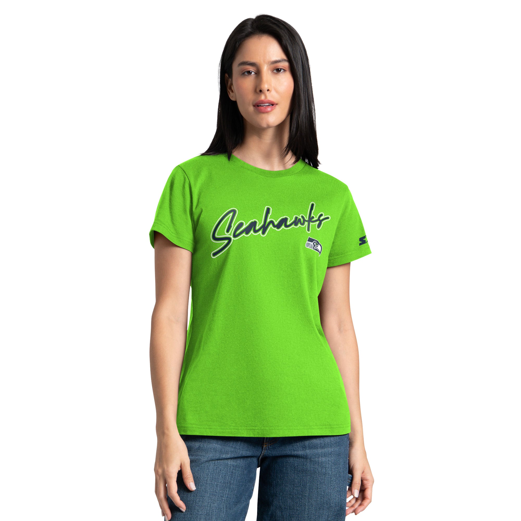 Pack de t-shirts Starter pour femmes, bleu marine/vert fluo, Seattle Seahawks