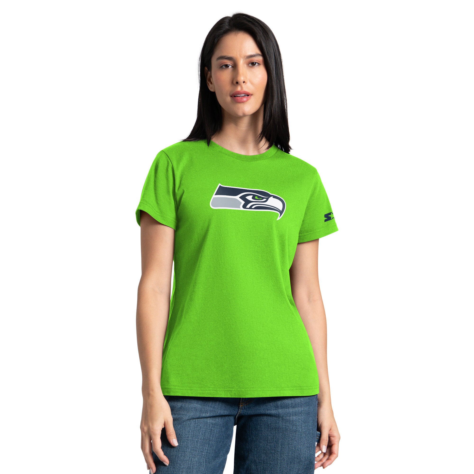 Ensemble sweat à capuche et t-shirt Starter vert fluo/bleu marine Seattle Seahawks pour femme