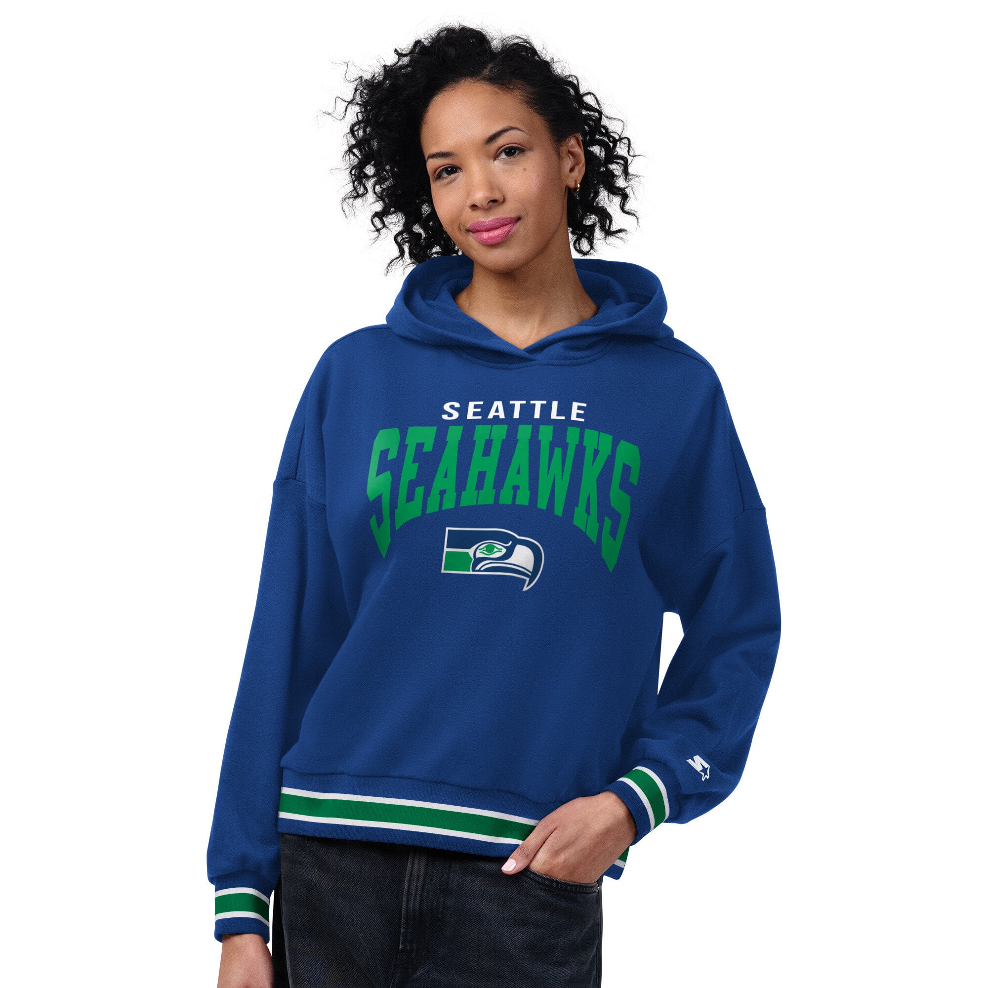 Women's Starter Royal Seattle Seahawks Vintage Home Plate Hoodie