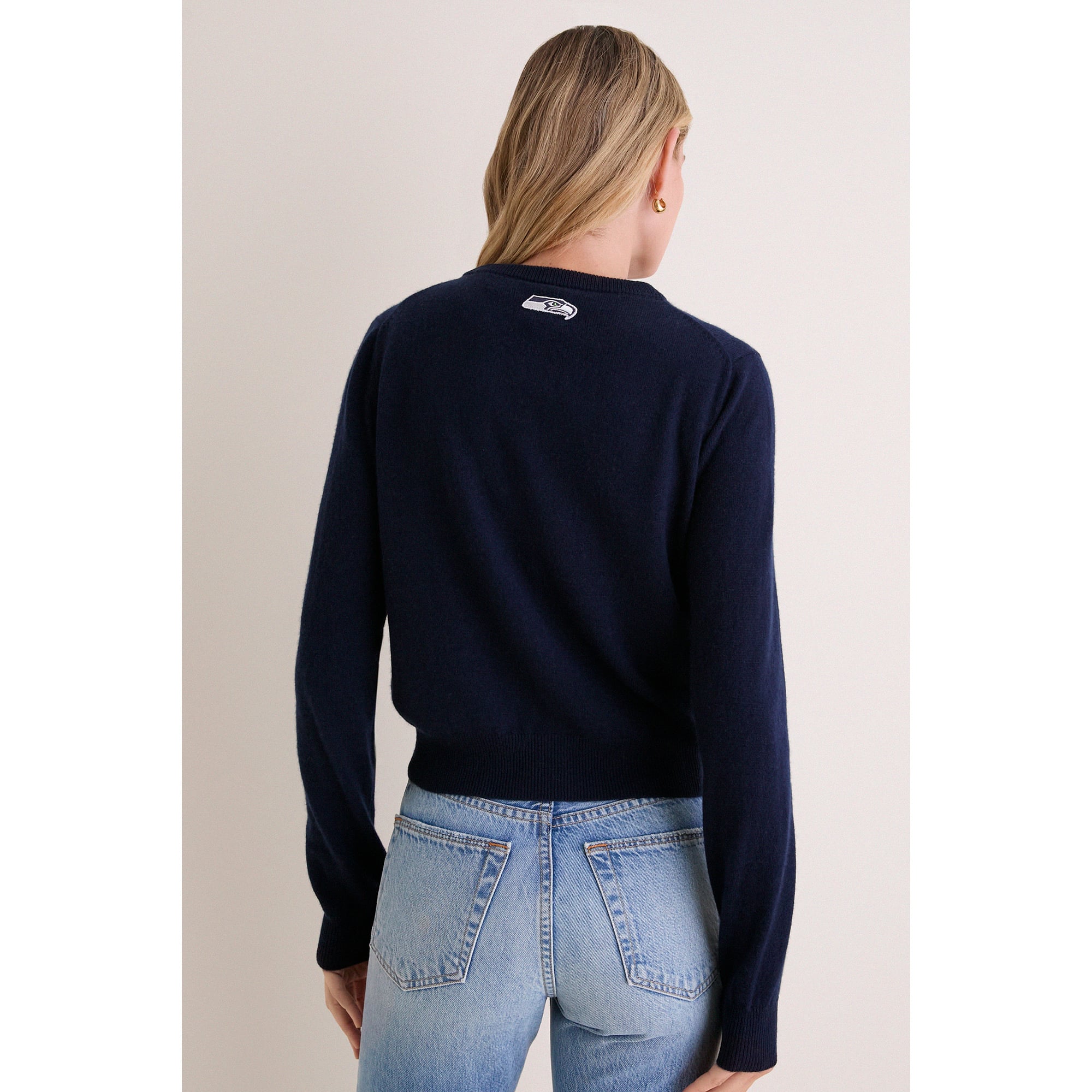 Gilet en cachemire à boutons Tuckernuck College Navy Seattle Seahawks pour femme