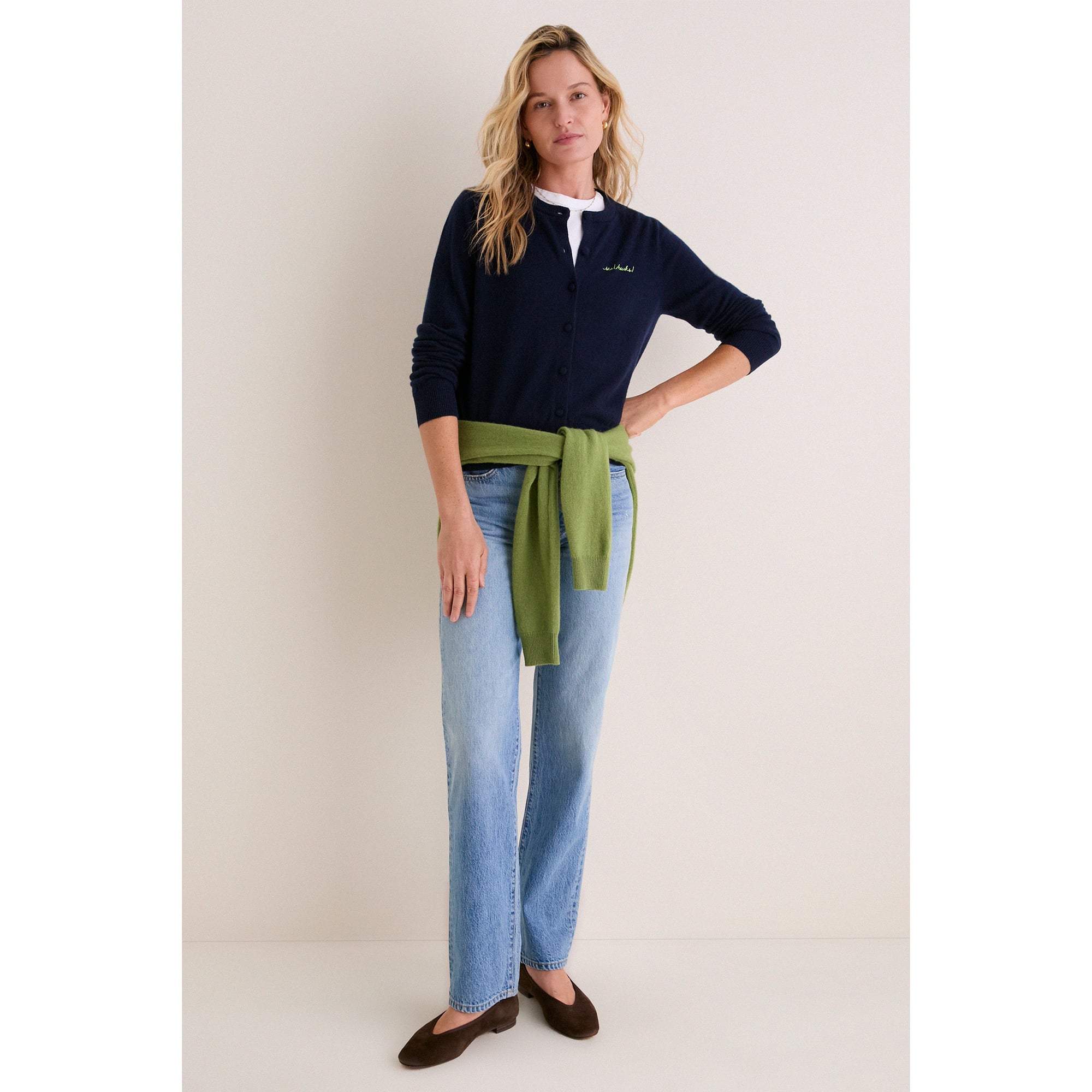 Gilet en cachemire à boutons Tuckernuck College Navy Seattle Seahawks pour femme