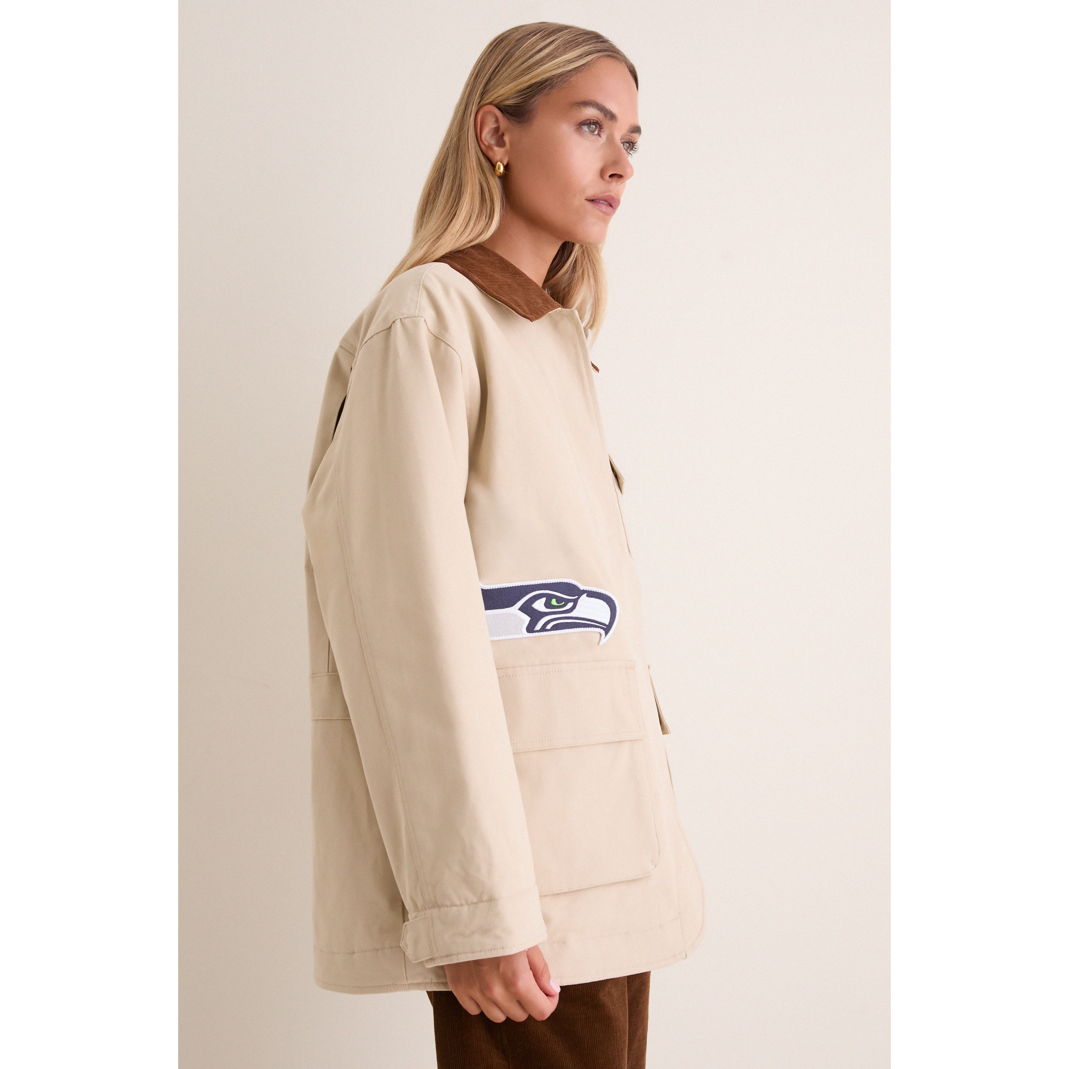 Women's Tuckernuck Stone Seattle Seahawks Full-Snap Barn Jacket