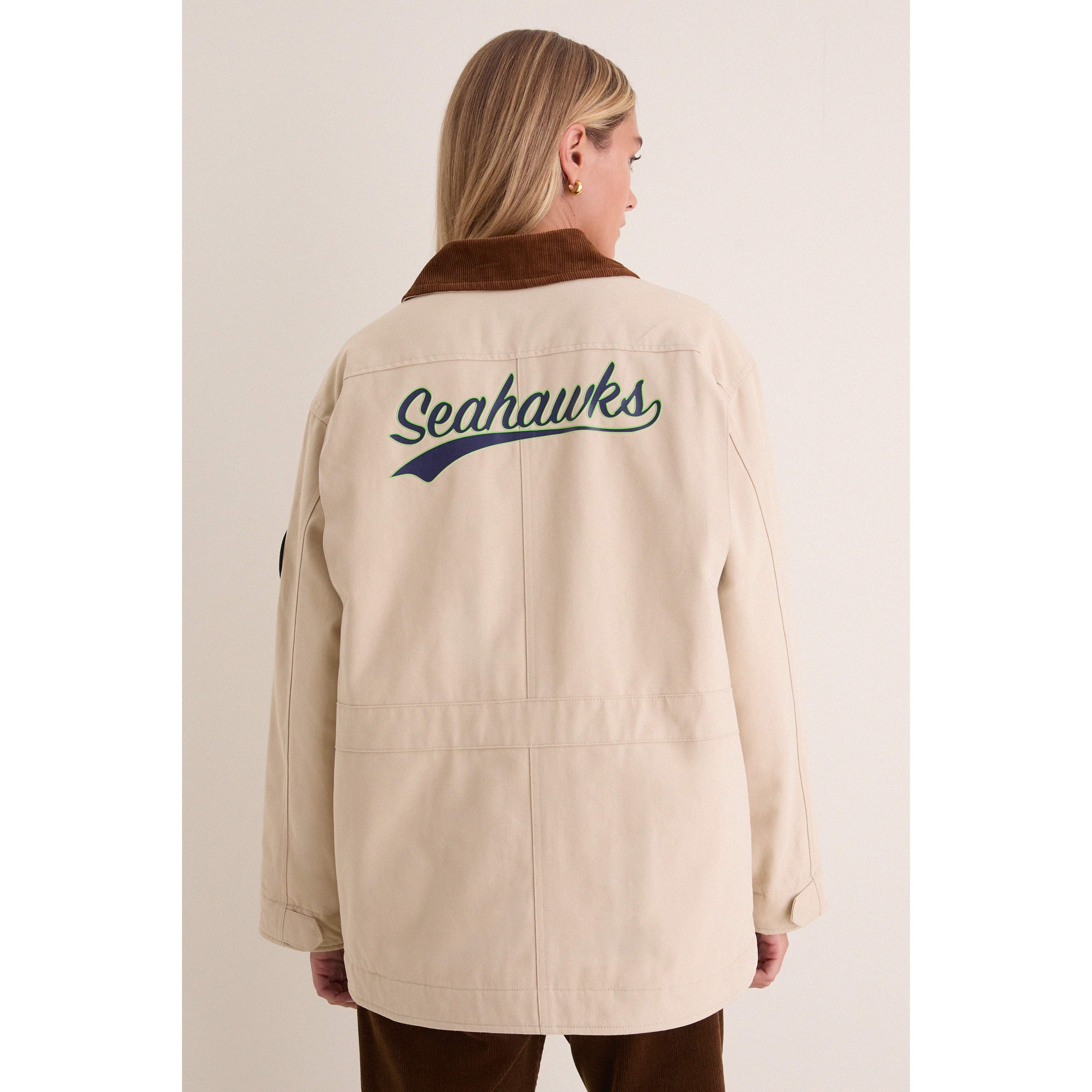 Women's Tuckernuck Stone Seattle Seahawks Full-Snap Barn Jacket