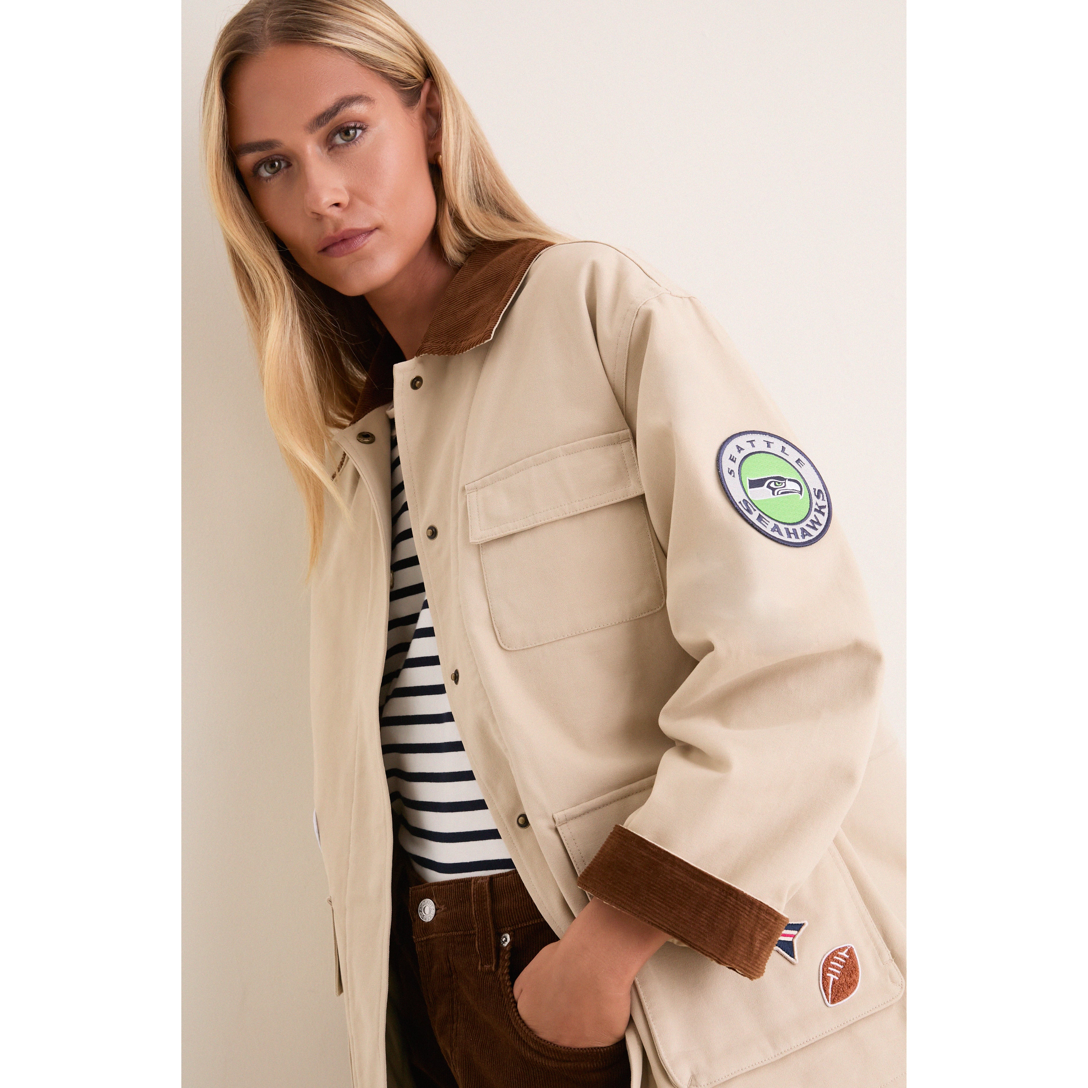Women's Tuckernuck Stone Seattle Seahawks Full-Snap Barn Jacket