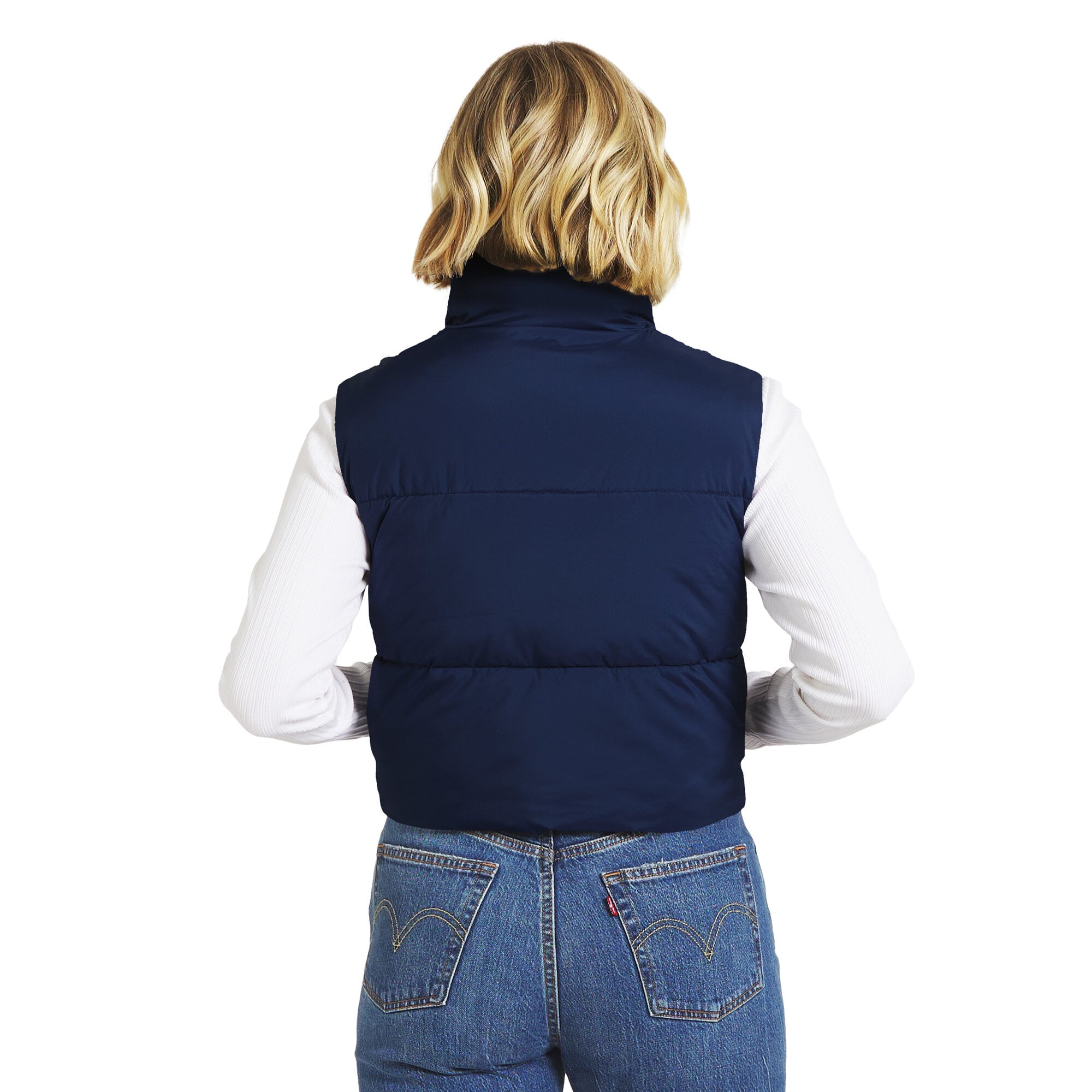 Gilet matelassé court zippé WEAR by Erin Andrews College Navy Seattle Seahawks pour femmes