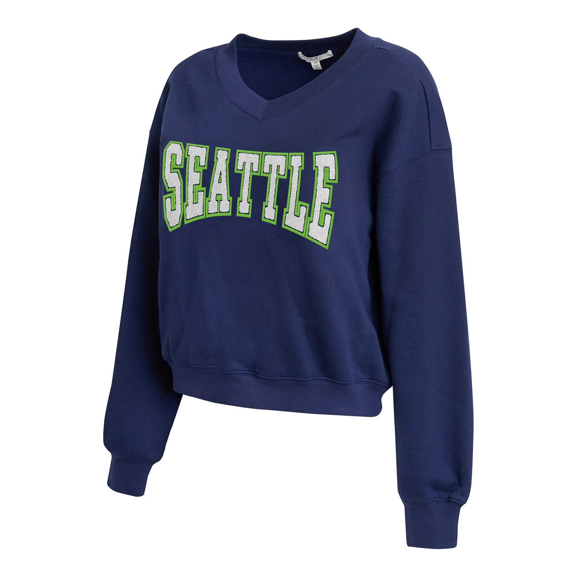 Women's WEAR by Erin Andrews College Navy Seattle Seahawks Fleece V-Neck Lounge Set