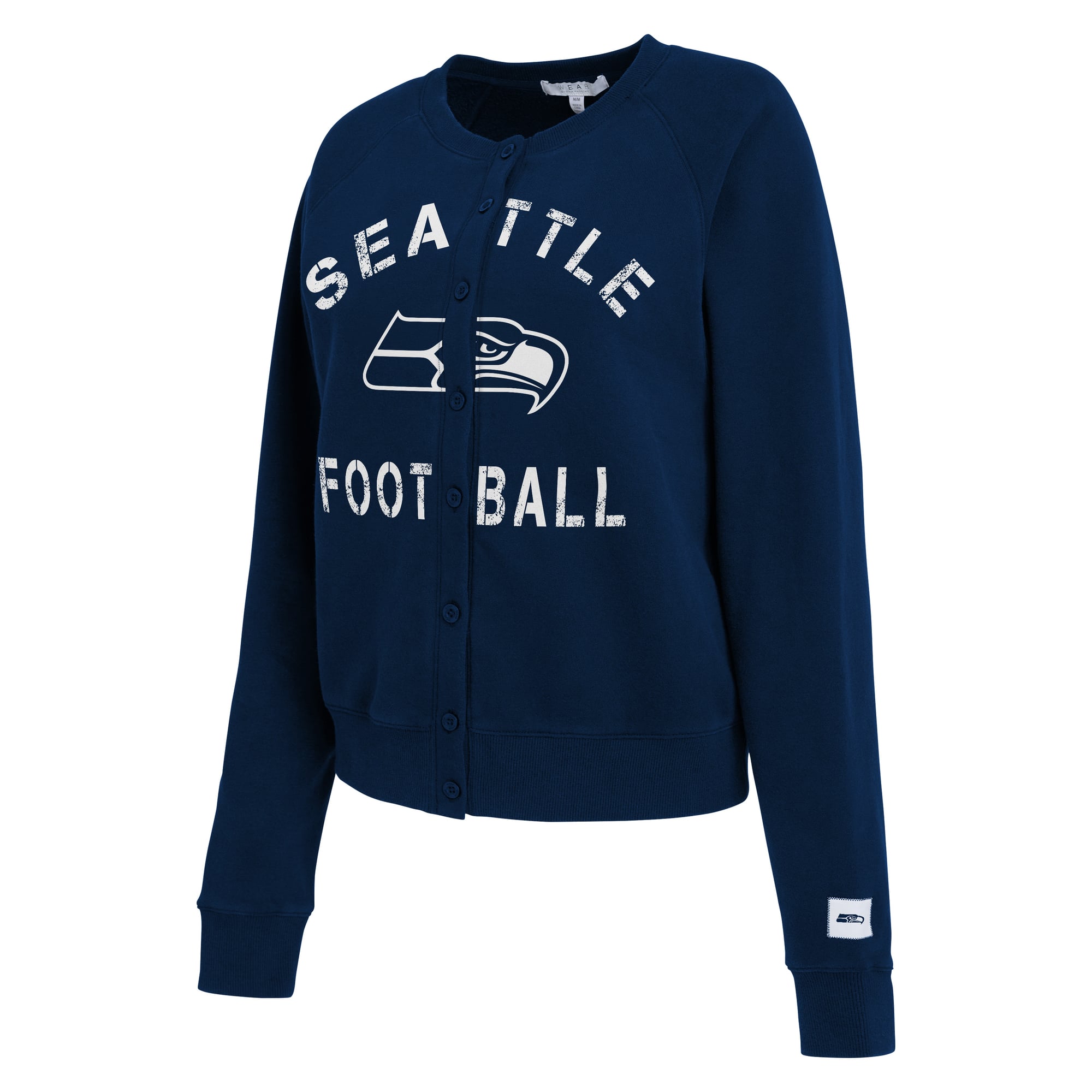 Gilet cardigan chiné bleu marine Seattle Seahawks pour femme de la marque WEAR by Erin Andrews