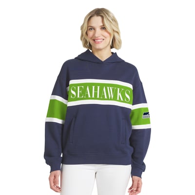  Seattle Seahawks WEAR by Erin Andrews Women's Stripe Hoodie - College Navy