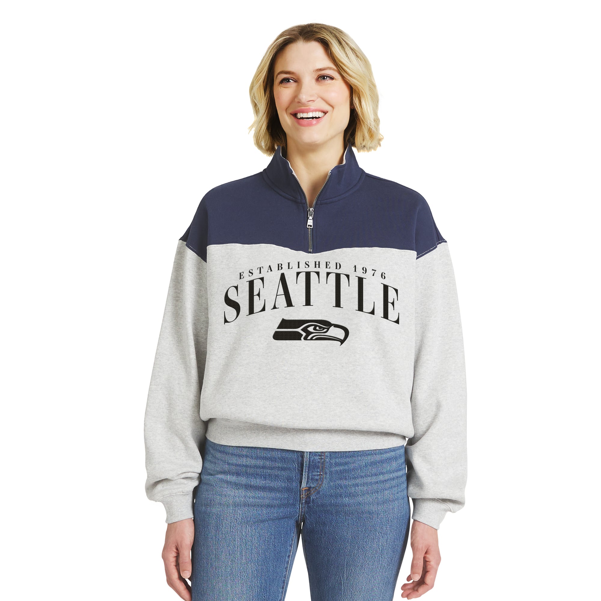 Pull à demi-zip en gris chiné Seattle Seahawks de la marque WEAR by Erin Andrews pour femme