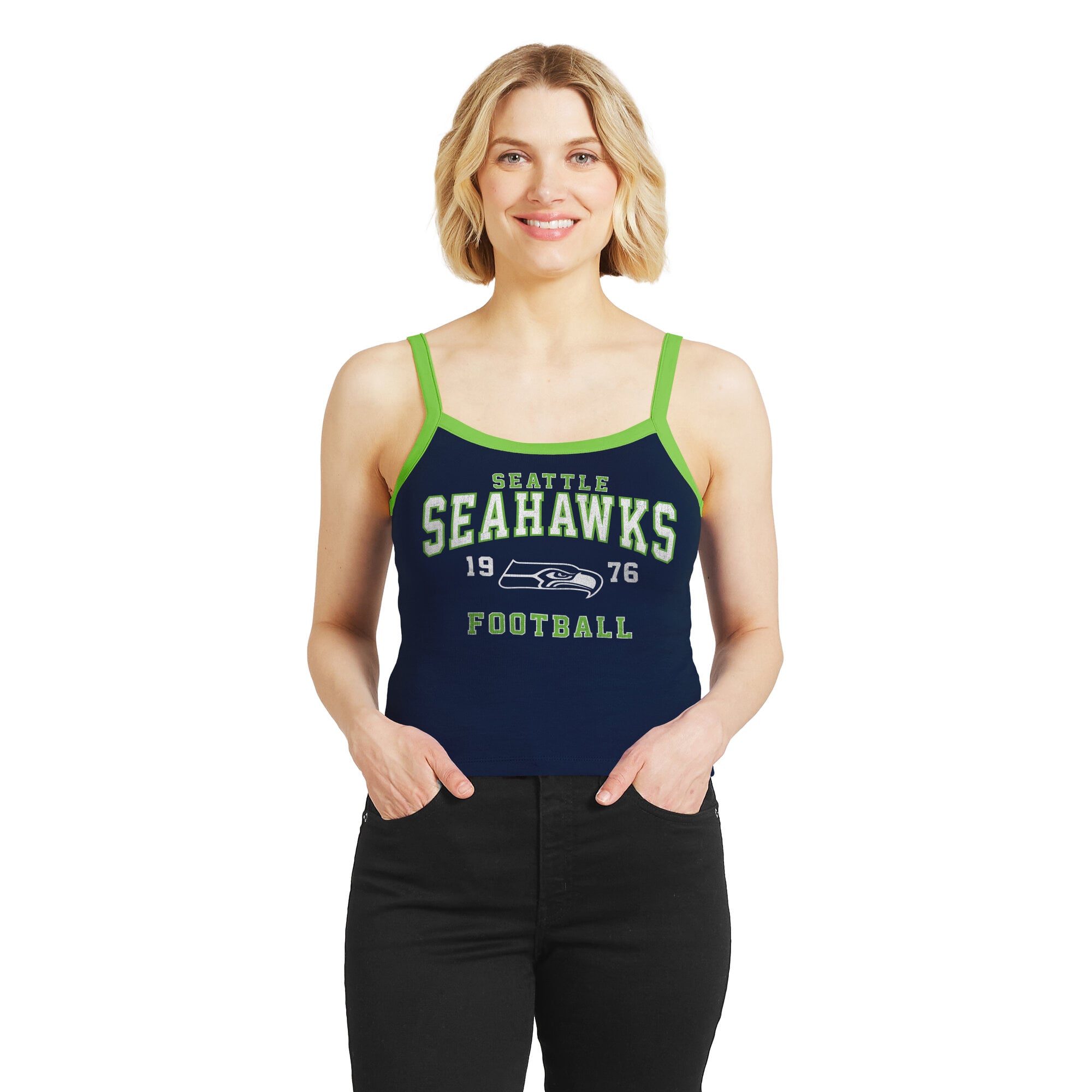 Débardeur à blocs de couleurs marine Seattle Seahawks pour femme la marque WEAR by Erin Andrews