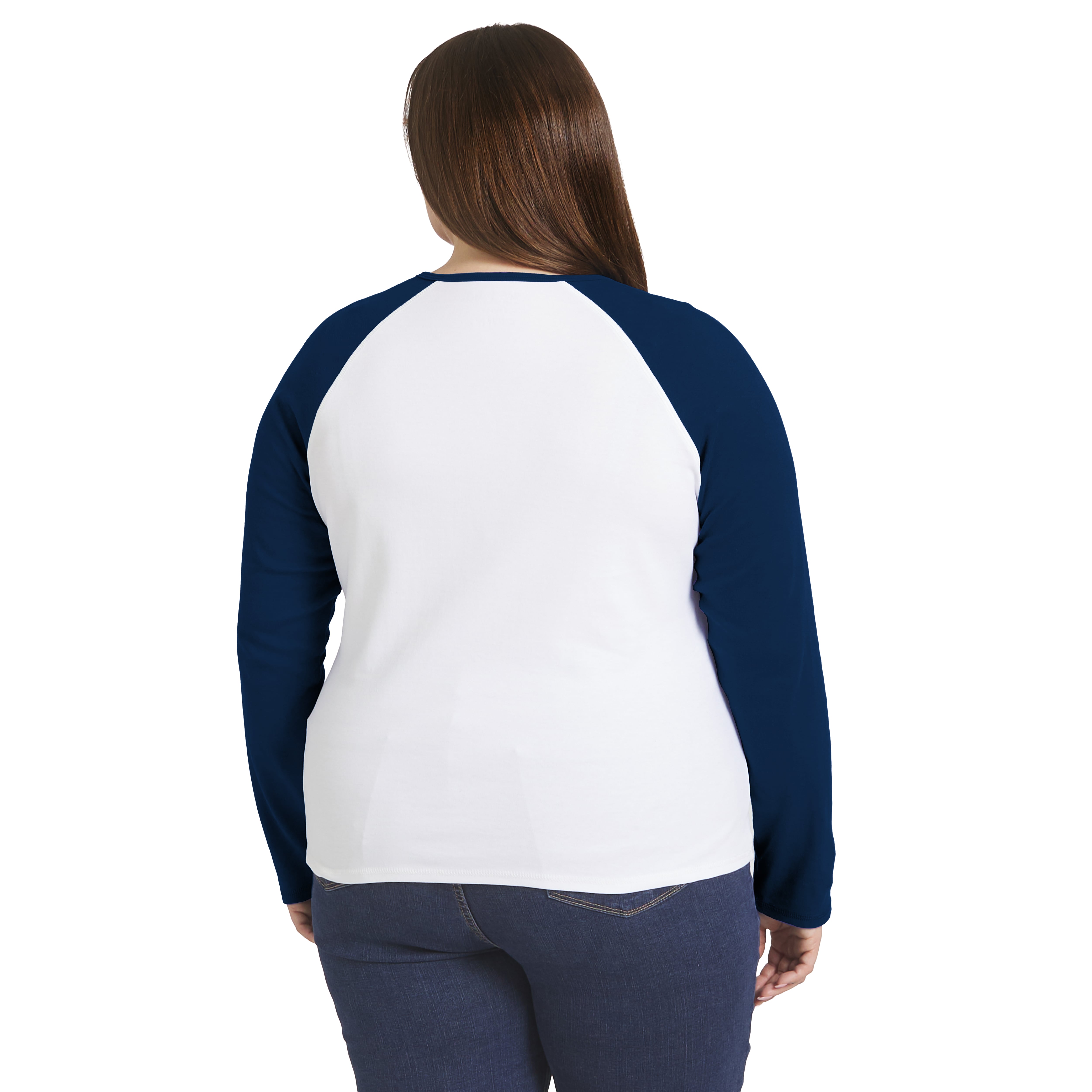 Women's WEAR by Erin Andrews White/College Navy Seattle Seahawks Plus Henley Long Sleeve Raglan T-Shirt