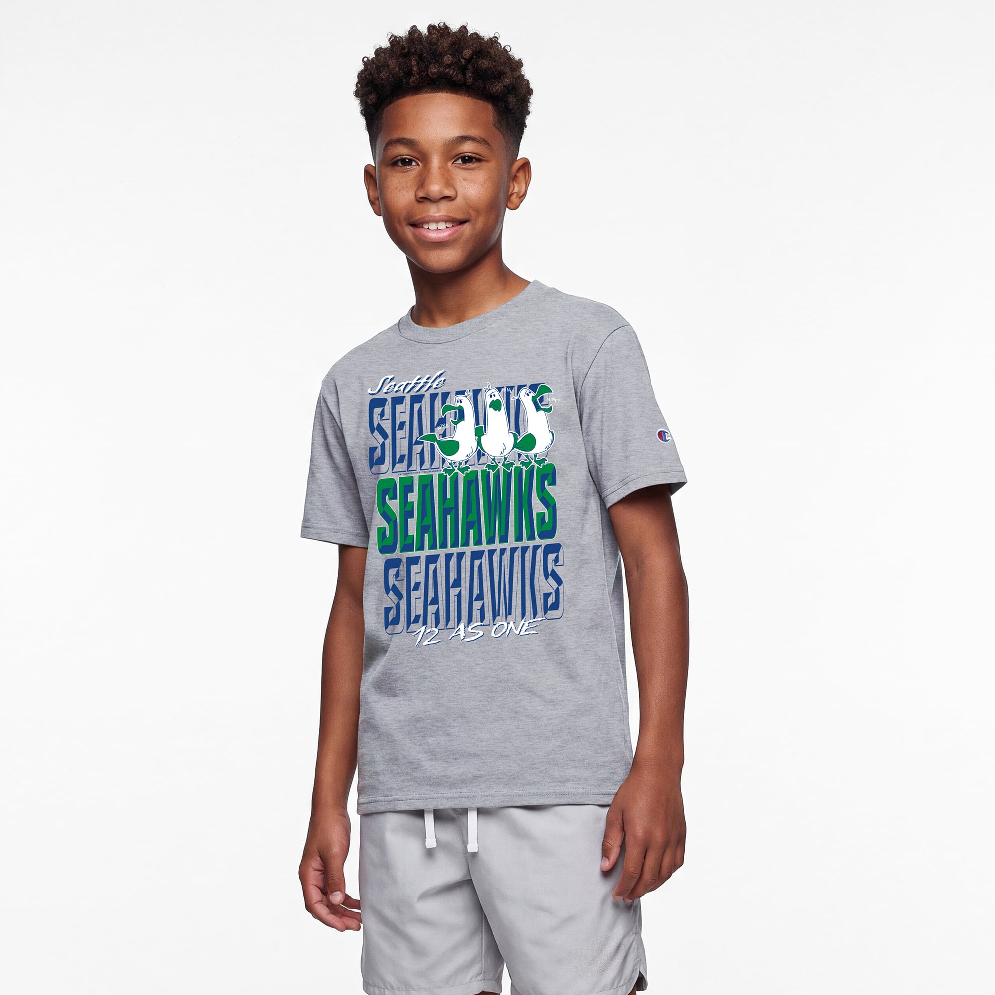 Youth Disney x Champion Heather Gray Seattle Seahawks Seagulls T-Shirt