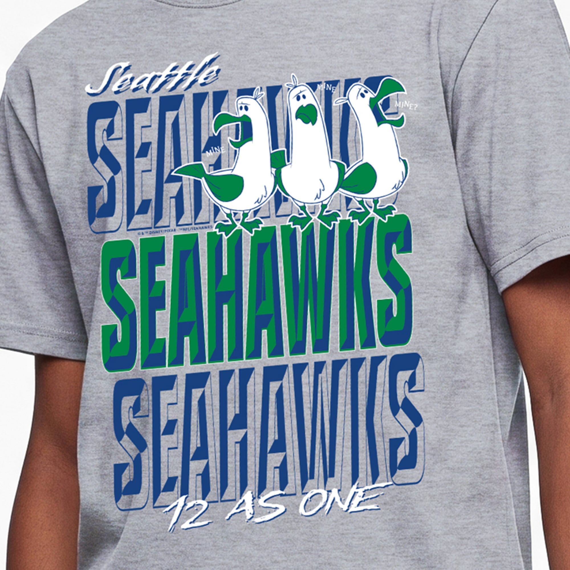Youth Disney x Champion Heather Gray Seattle Seahawks Seagulls T-Shirt