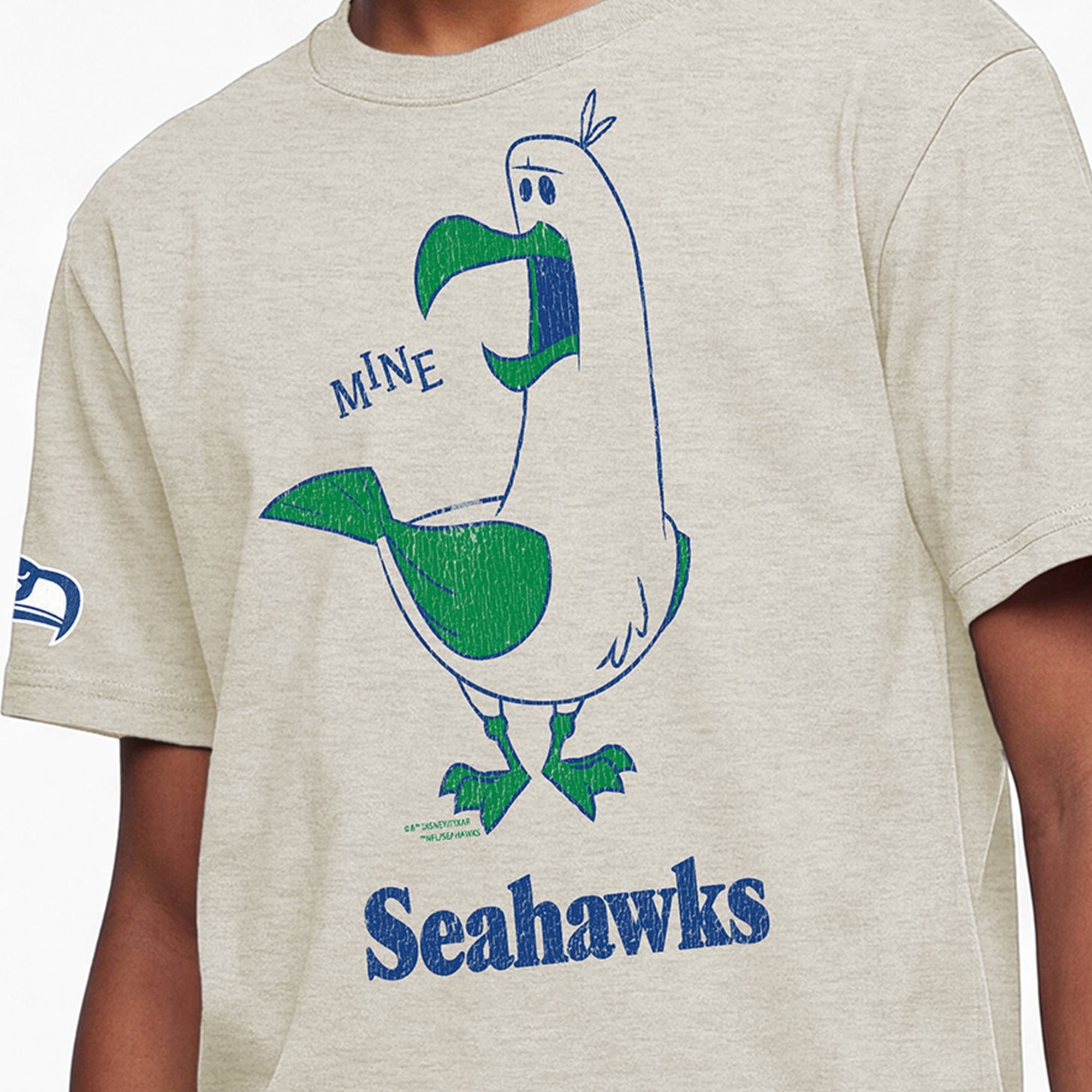 Youth Disney x Champion Oatmeal Seattle Seahawks Seagulls T-Shirt
