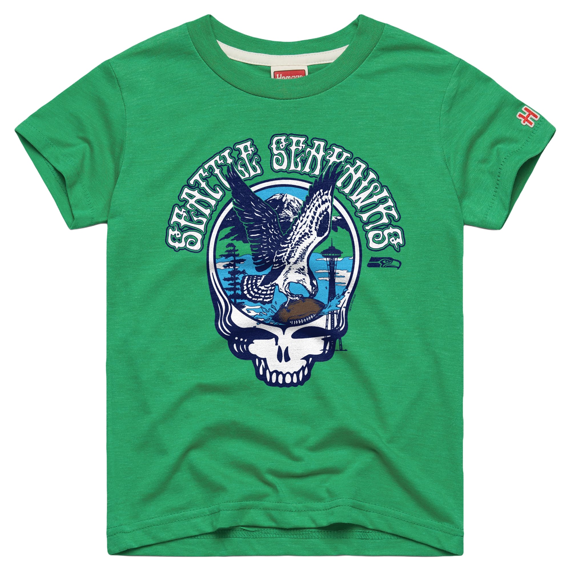 Youth Homage  Neon Green Seattle Seahawks NFL x Grateful Dead Tri-Blend T-Shirt
