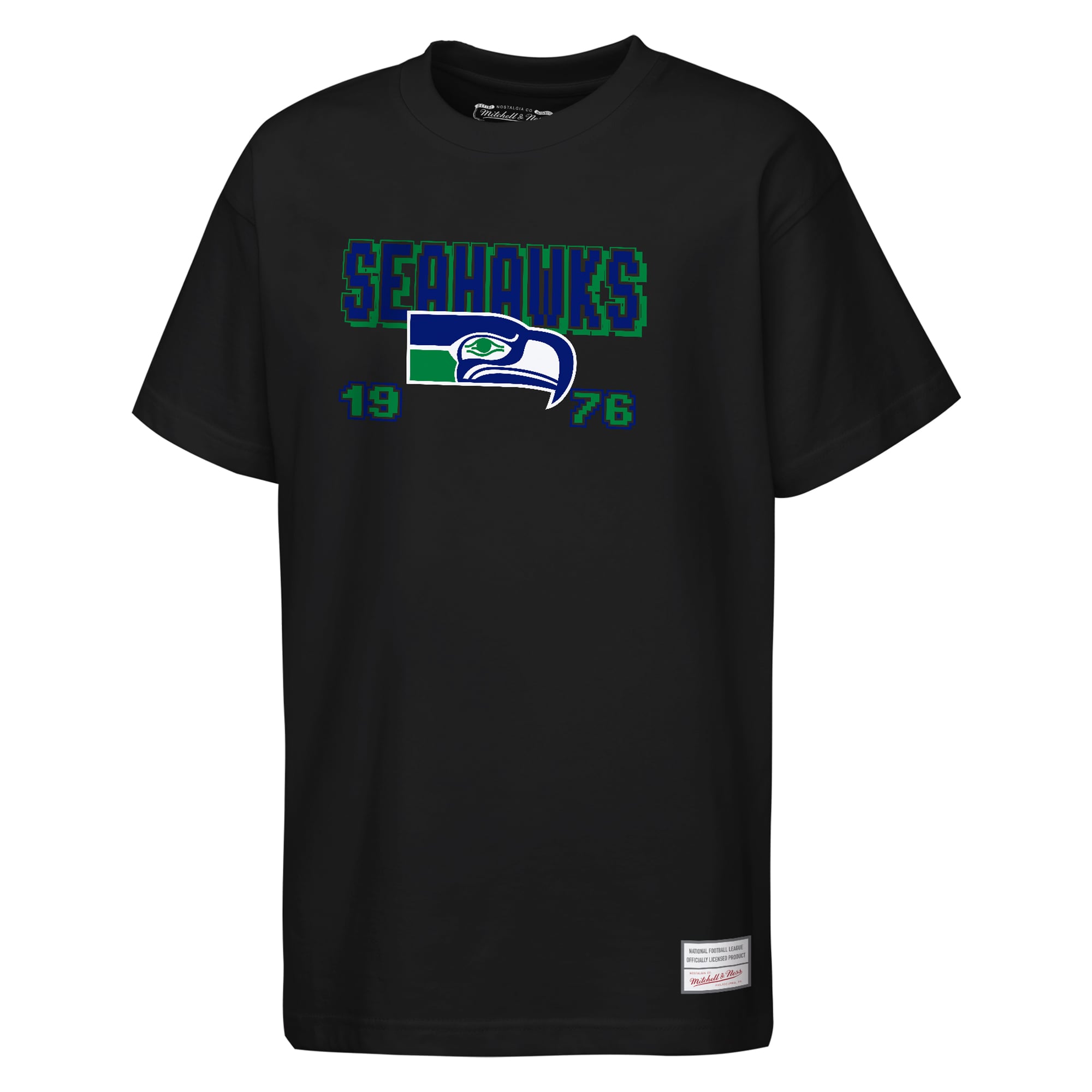 T-shirt rétro arcade noir Mitchell & Ness Seattle Seahawks pour jeunes