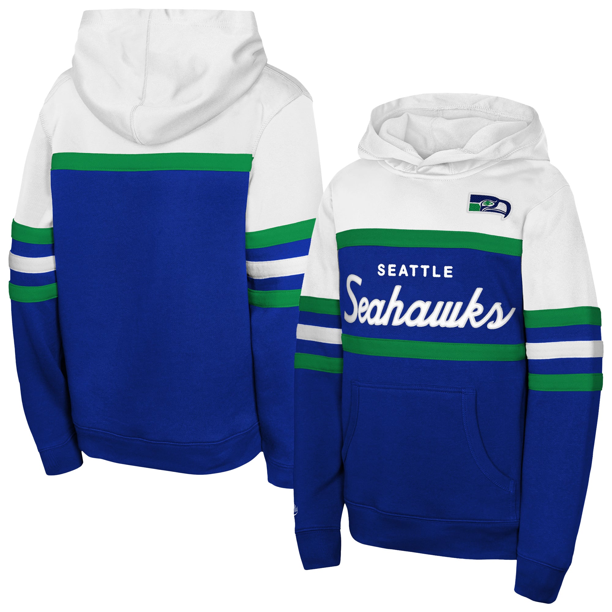 Youth Mitchell & Ness  Royal Seattle Seahawks Throwback Head Coach Hoodie