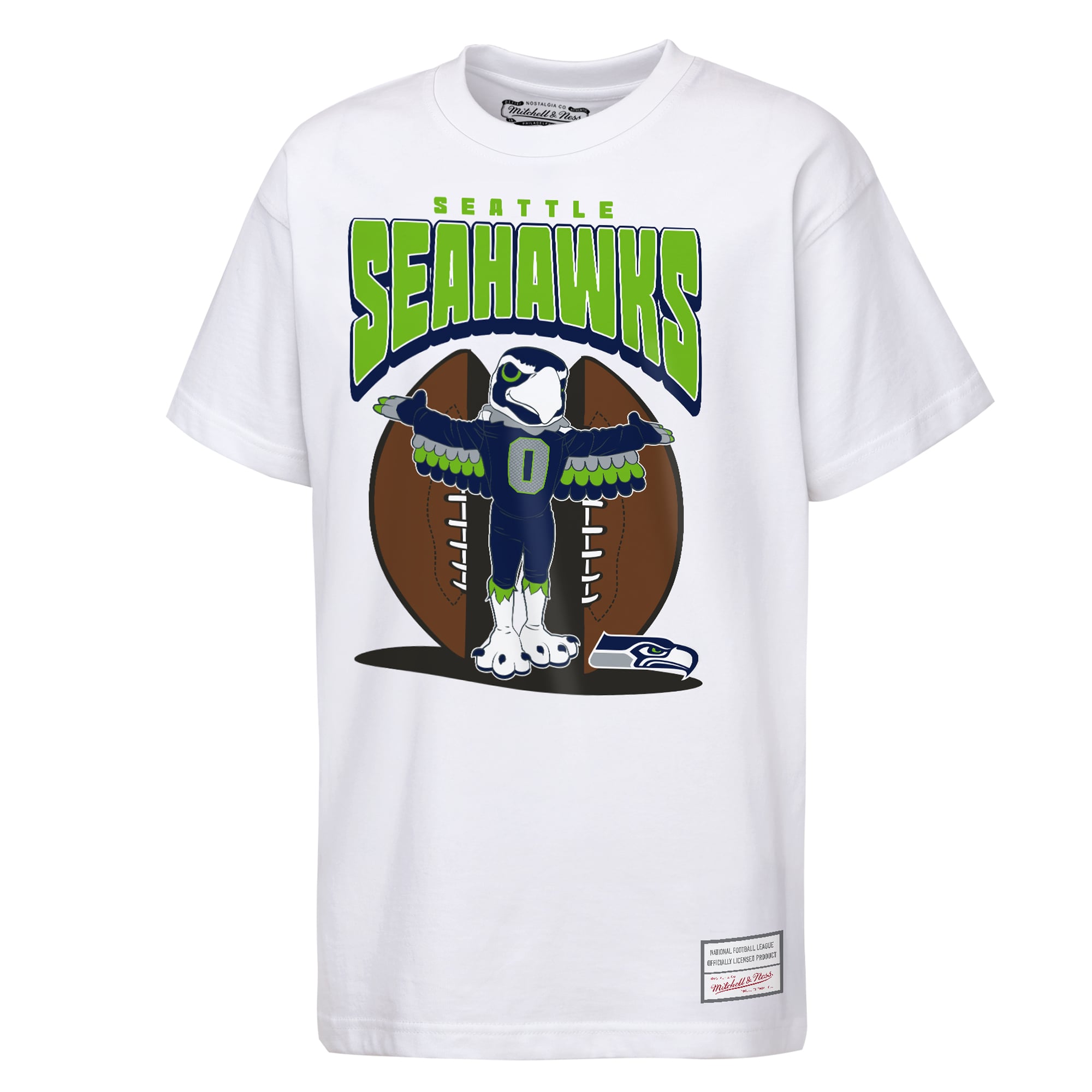T-shirt Mitchell & Ness blanc Seattle Seahawks Mascot Mania pour enfants
