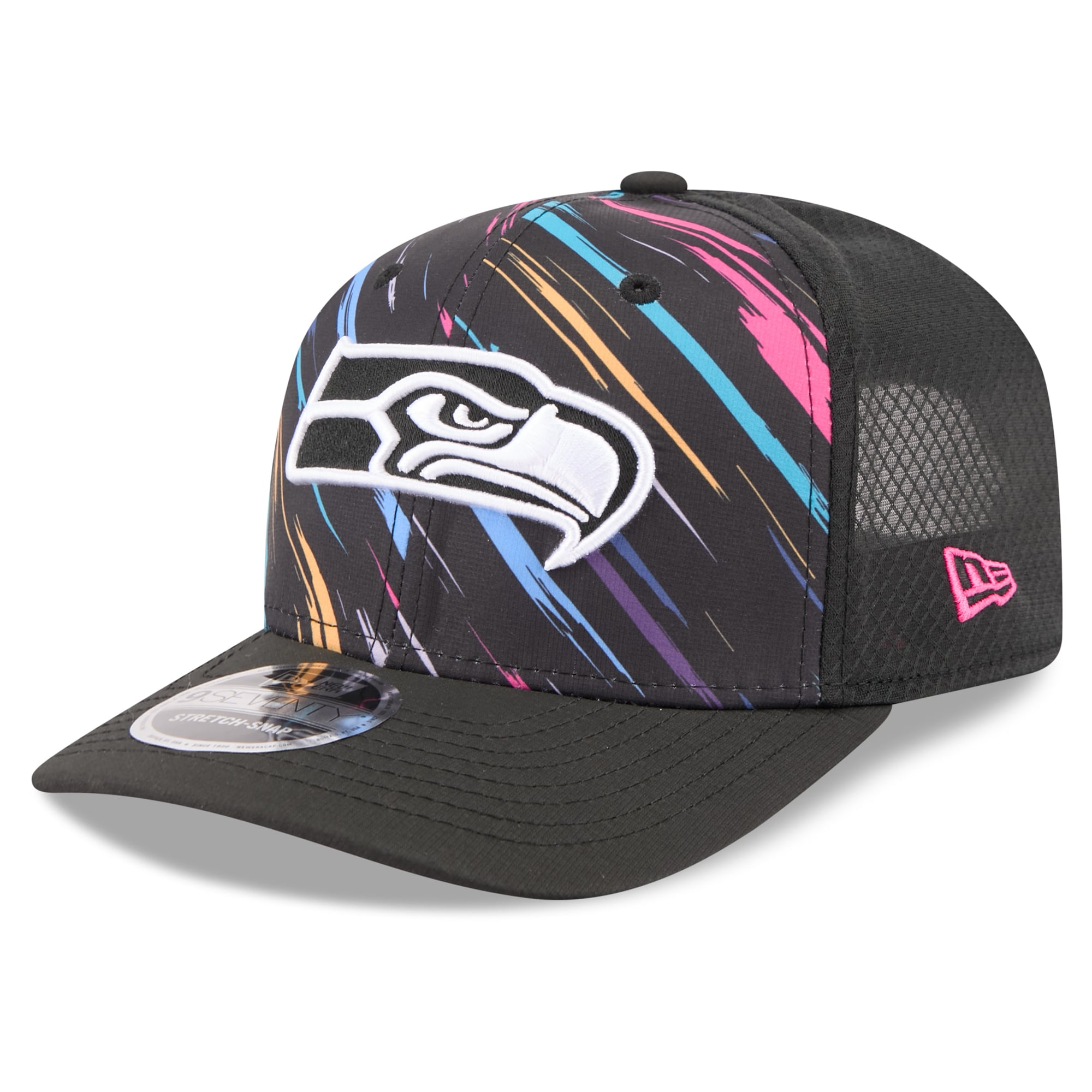Youth New Era Black Seattle Seahawks 2026 NFL Crucial Catch 9SEVENTY Adjustable Trucker Hat