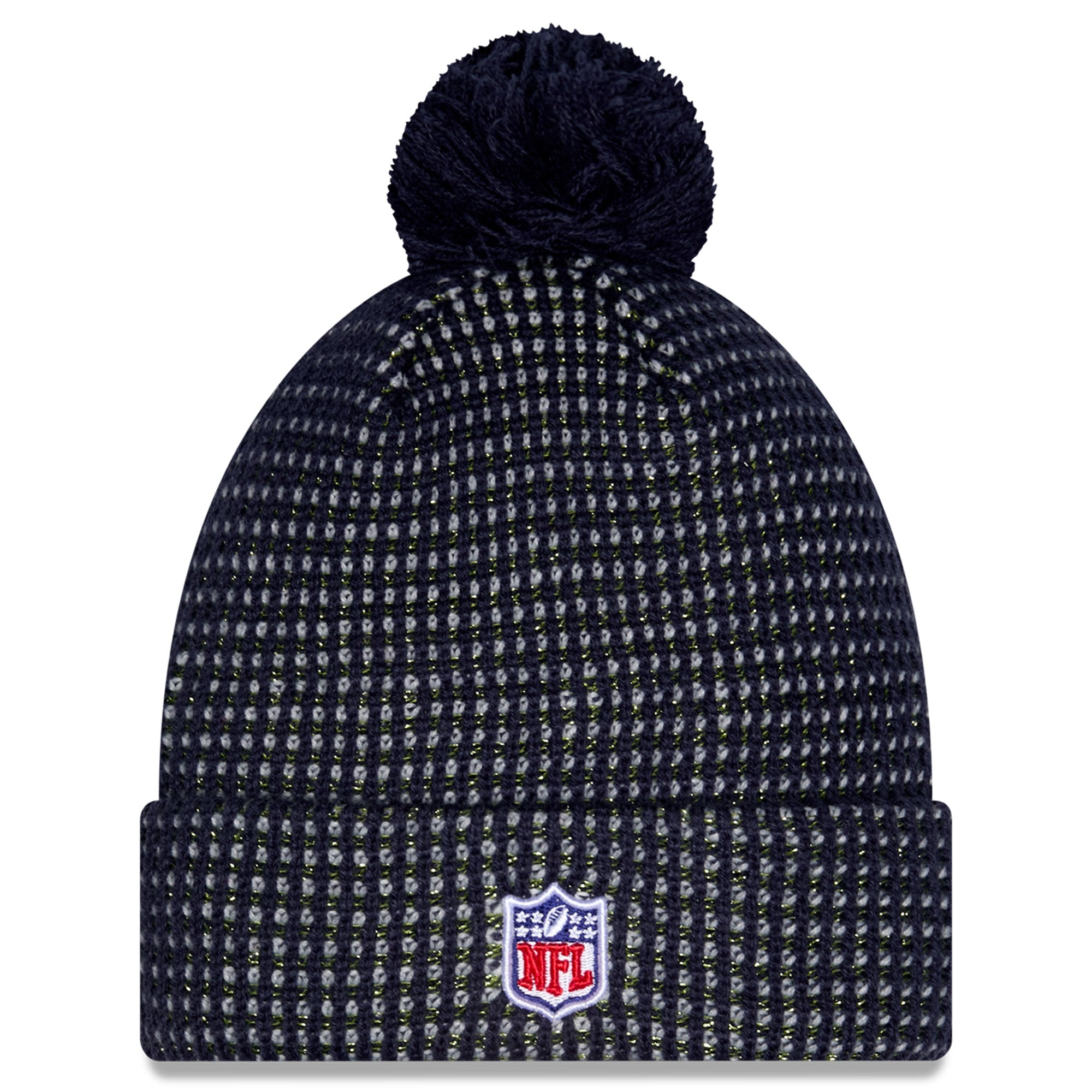 Bonnet à revers en maille avec pompon, collection New Era College Navy Seattle Seahawks 2026 Rivalries, pour jeunes.