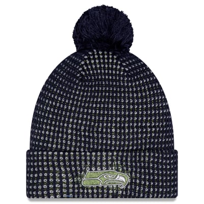 Seattle Seahawks New Era Youth 2026 Rivalries Collection Sideline Cuffed Knit Hat with Pom - College Navy