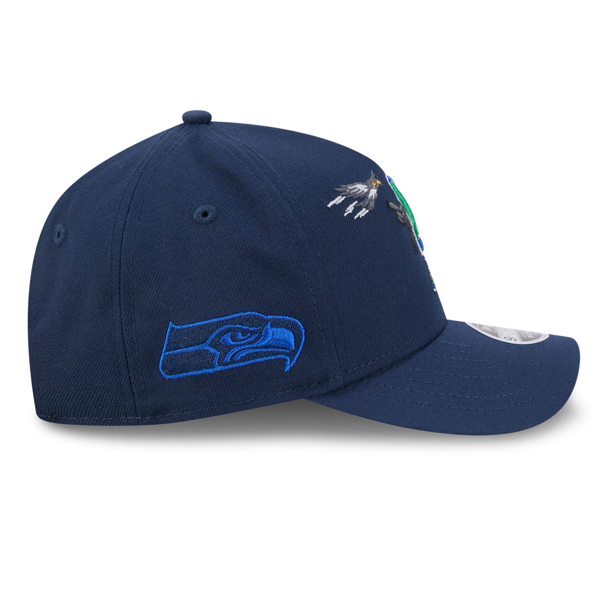 Casquette ajustable New Era College Navy Seattle Seahawks Cartoon 9FORTY pour jeunes