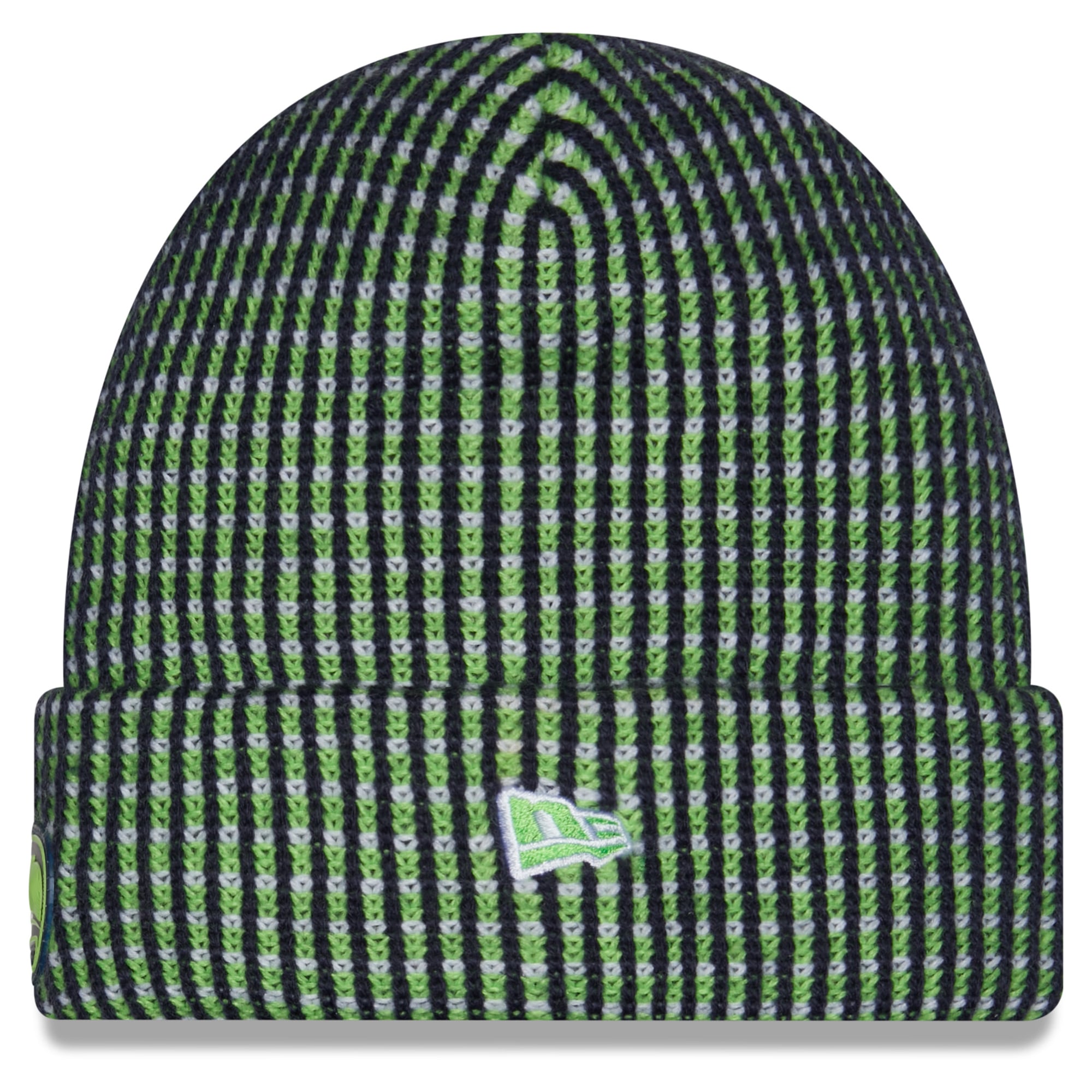 Bonnet à revers vert fluo New Era Seattle Seahawks 2026 pour jeunes