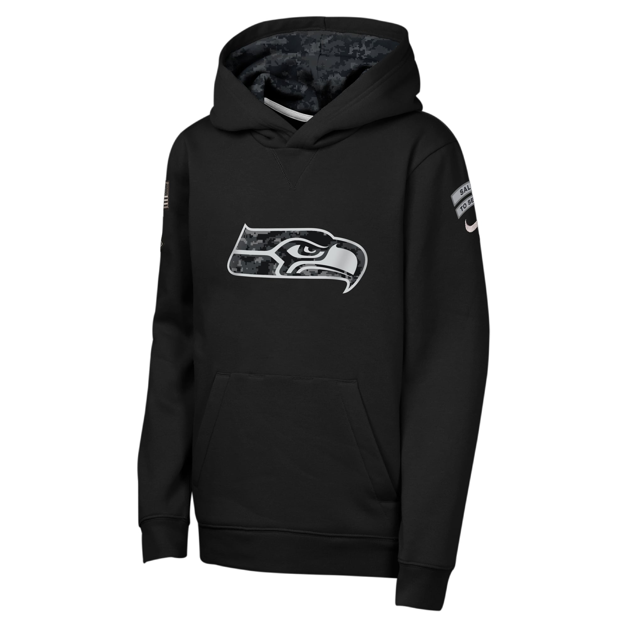 Sweat à capuche polaire Nike Seattle Seahawks 2026 Salute to Service Club pour jeunes, noir