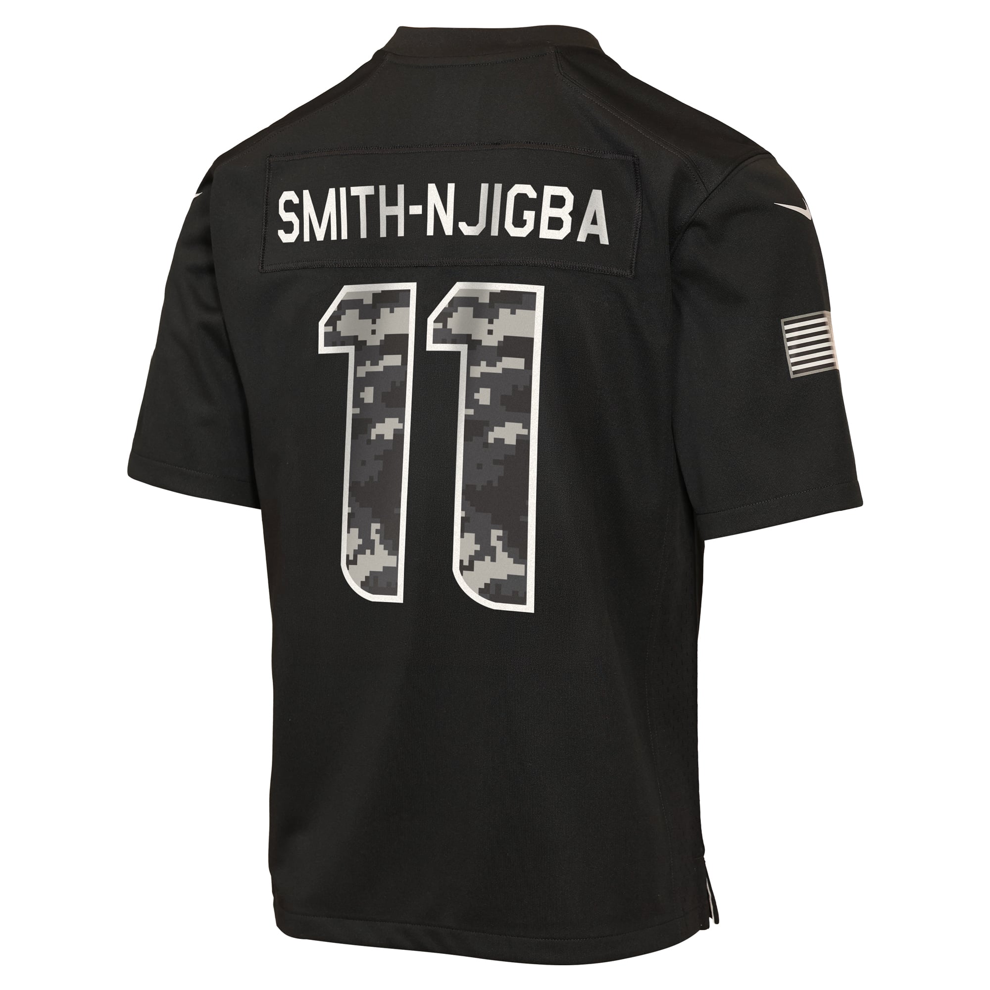 Maillot Nike Jaxon Smith-Njigba noir pour enfant, Seattle Seahawks, édition spéciale 2026 « Salute to Service ».