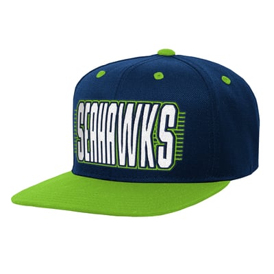 Seattle Seahawks Outerstuff Youth Snapback Hat - College Navy/Neon Green
