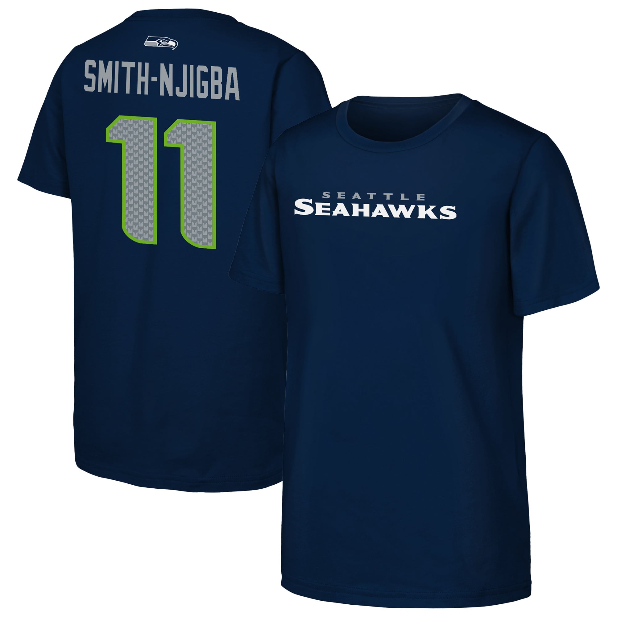 T-shirt Youth Outerstuff Jaxon Smith-Njigba College Navy Seattle Seahawks avec nom et numéro