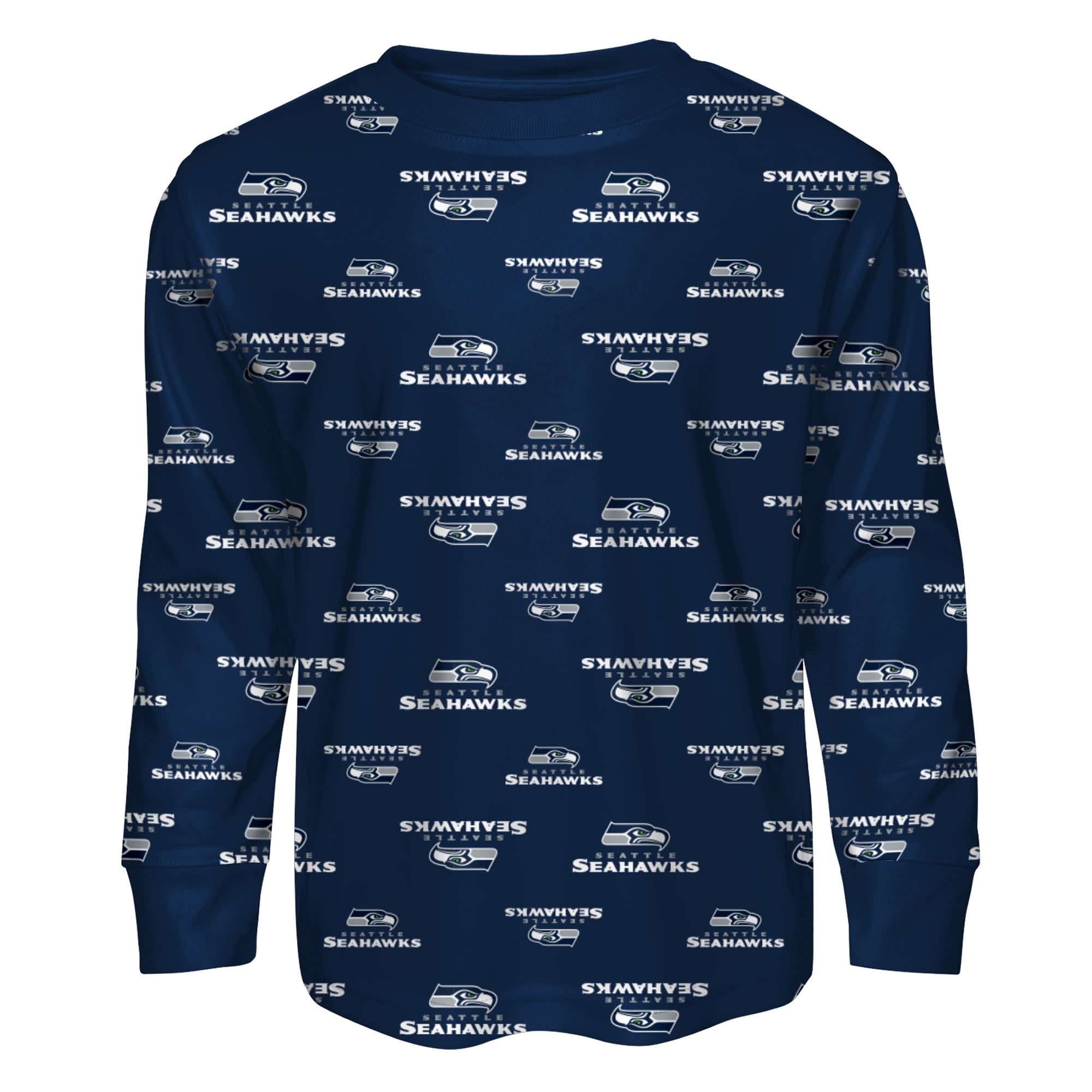 Ensemble pyjama Outerstuff pour enfant, bleu marine, Seattle Seahawks, manches longues et pantalon imprimé intégral