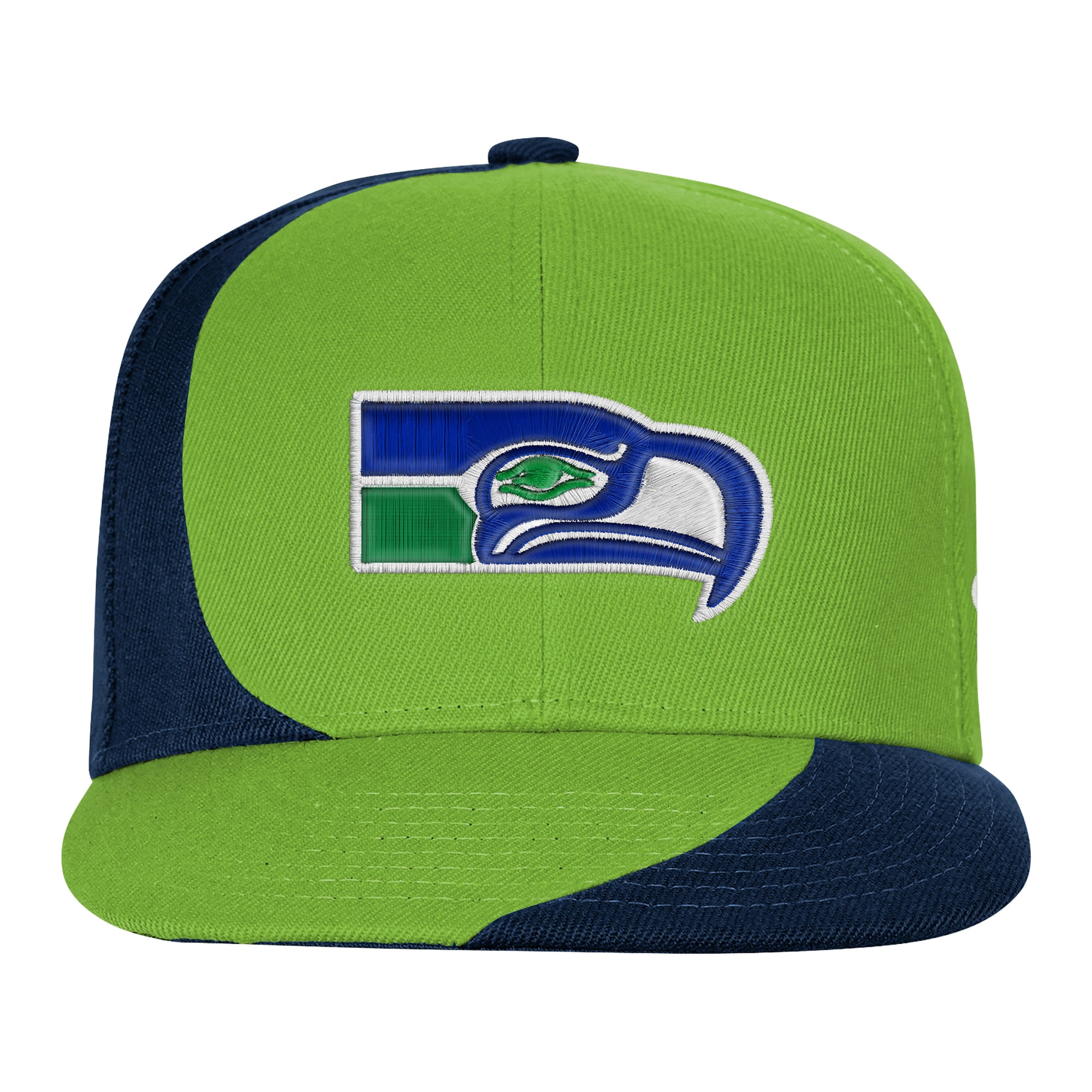 Casquette rétro à pression Outerstuff vert fluo/marine Seattle Seahawks pour jeunes