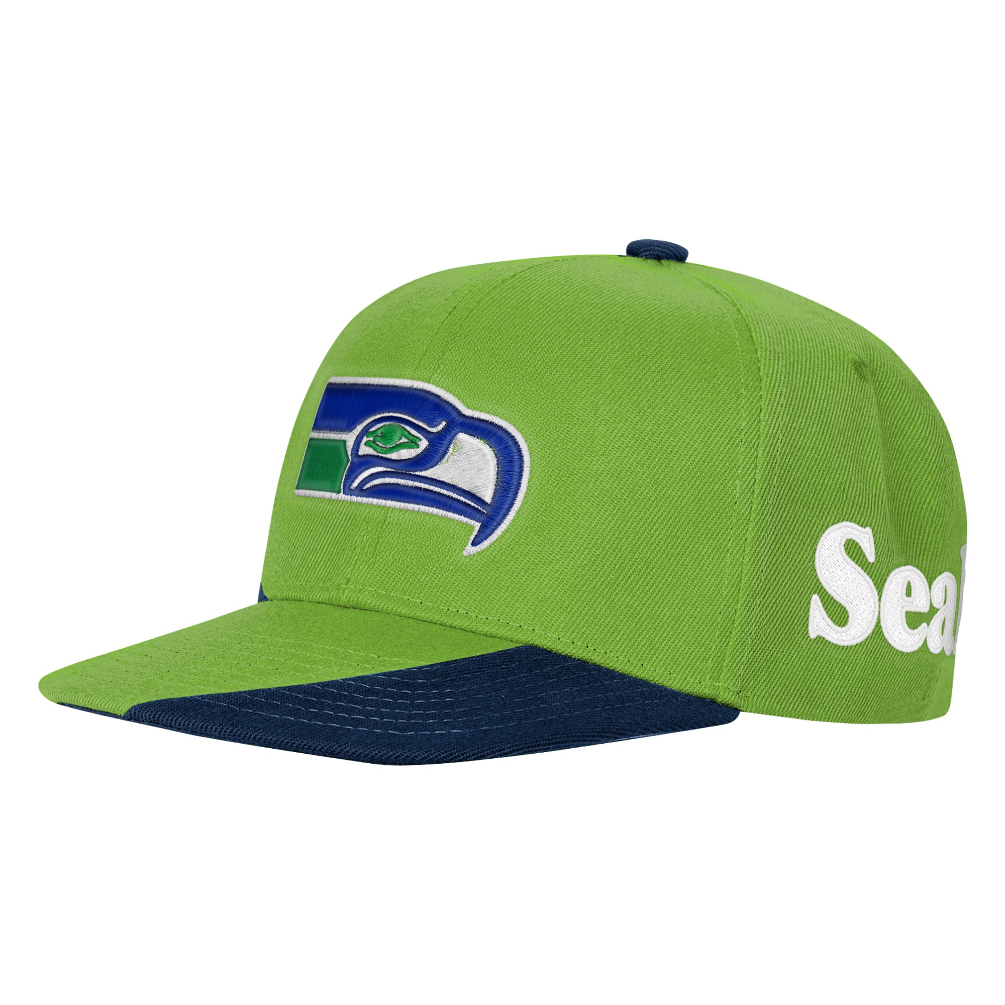 Casquette rétro à pression Outerstuff vert fluo/marine Seattle Seahawks pour jeunes