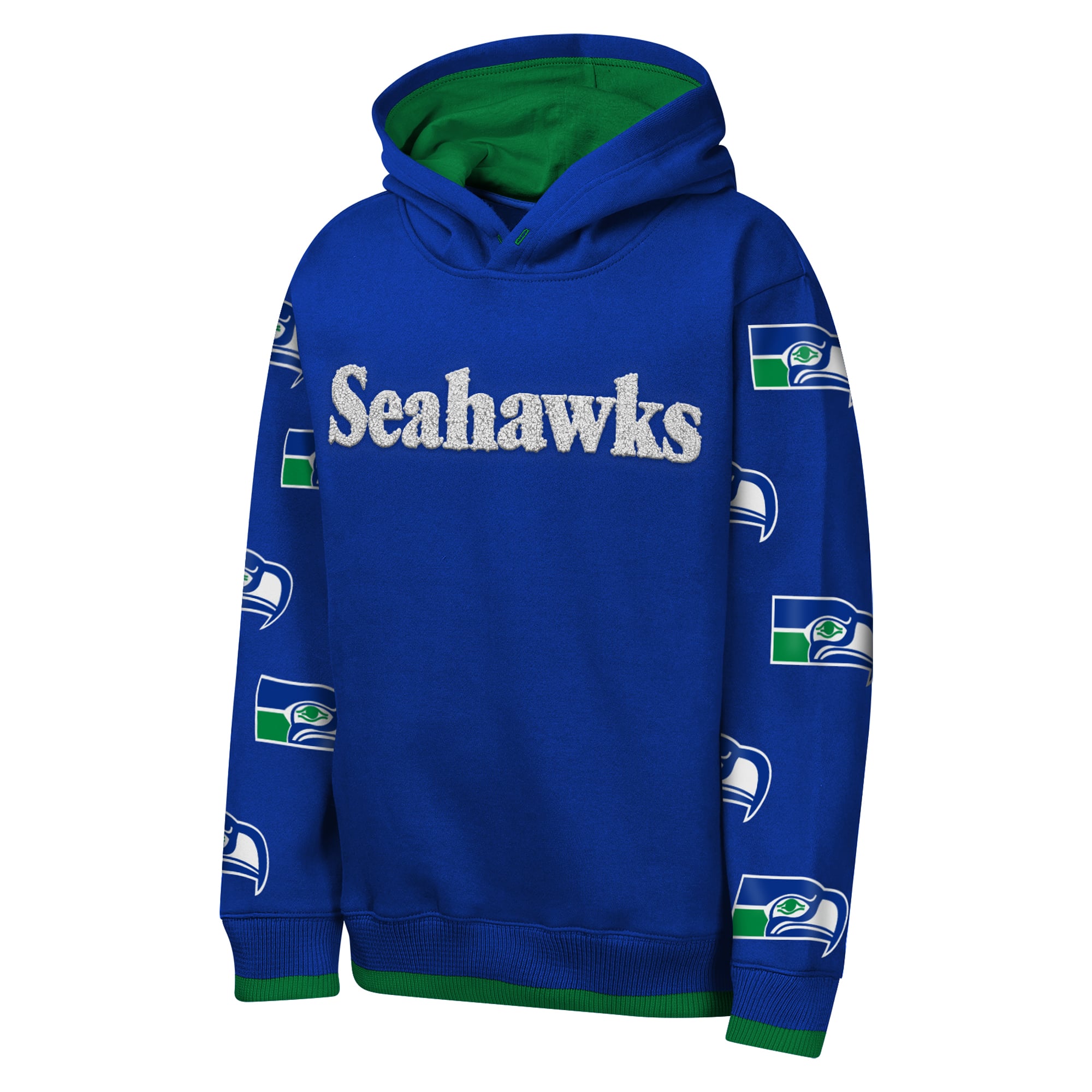 Sweat à capuche en chenille Youth Outerstuff Royal Seattle Seahawks Retro Draft Day