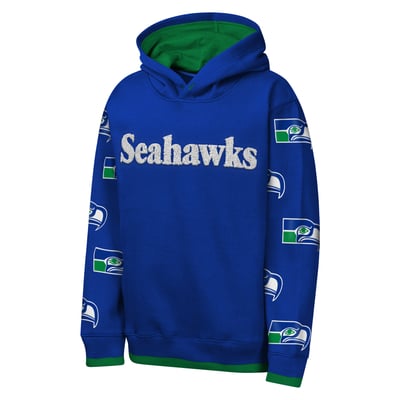 Seattle Seahawks Outerstuff Youth Retro Draft Day Chenille Pullover Hoodie - Royal
