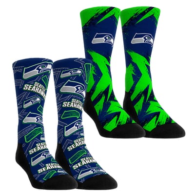  Seattle Seahawks Rock Em Youth Game Day Two-Pack Crew Sock Set - Blue