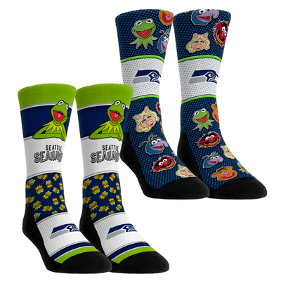  Seattle Seahawks Rock Em Youth Muppets 2-Pack Crew Socks Set - Navy