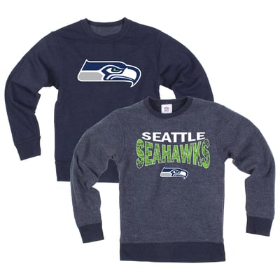  Seattle Seahawks Wes & Willy Youth Reversible Fleece Sweatshirt - College Navy