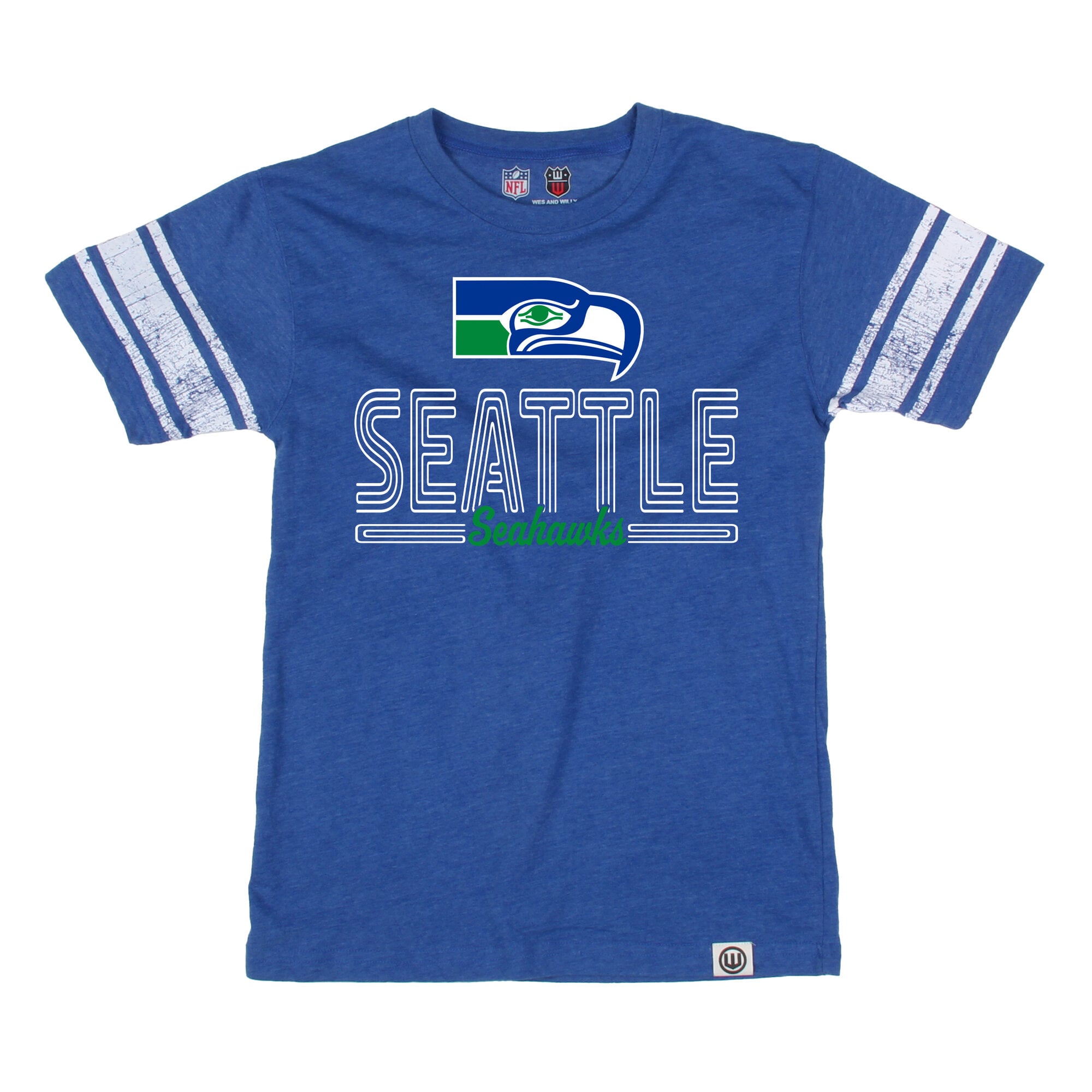 Youth Wes & Willy Royal Seattle Seahawks Football Jersey T-Shirt