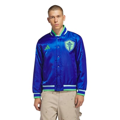 Veste bomber Seattle Sounders FC adidas MLS x US Sports à boutons-pression - Bleue