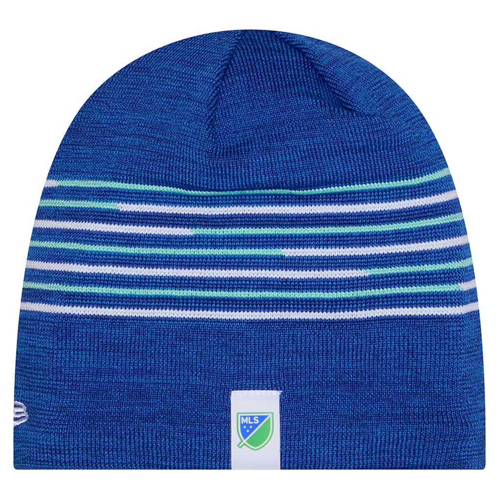 Seattle Sounders FC Soccer Beanie Hat Blue stripe with Pom Pom Pouf on Top. Warm Seattle Sounders FC Soccer Beanie Hat Blue Stripe Pom Pom  main image 4